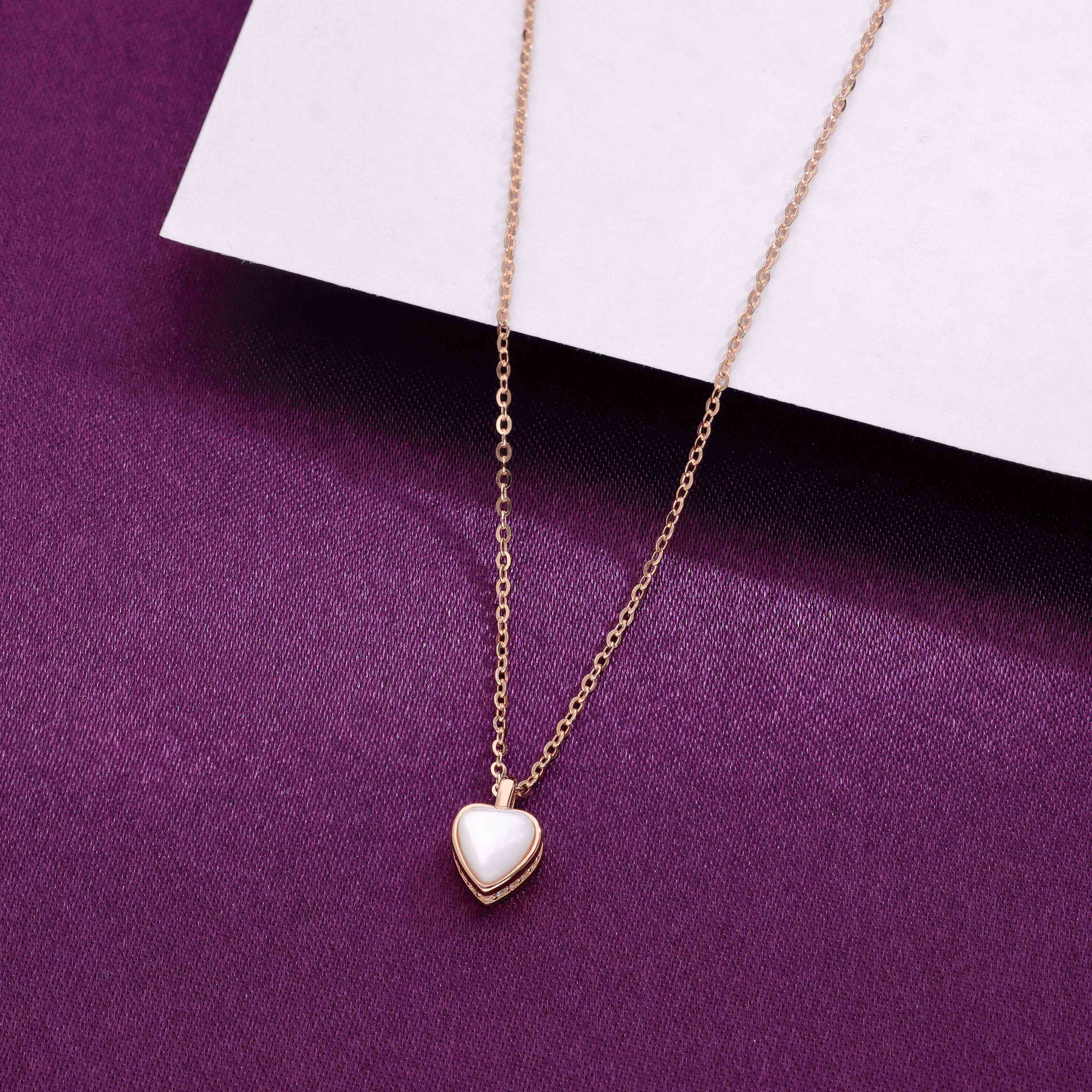 Sterling Silver Pink Moon Stone Heart Necklace - Image 6