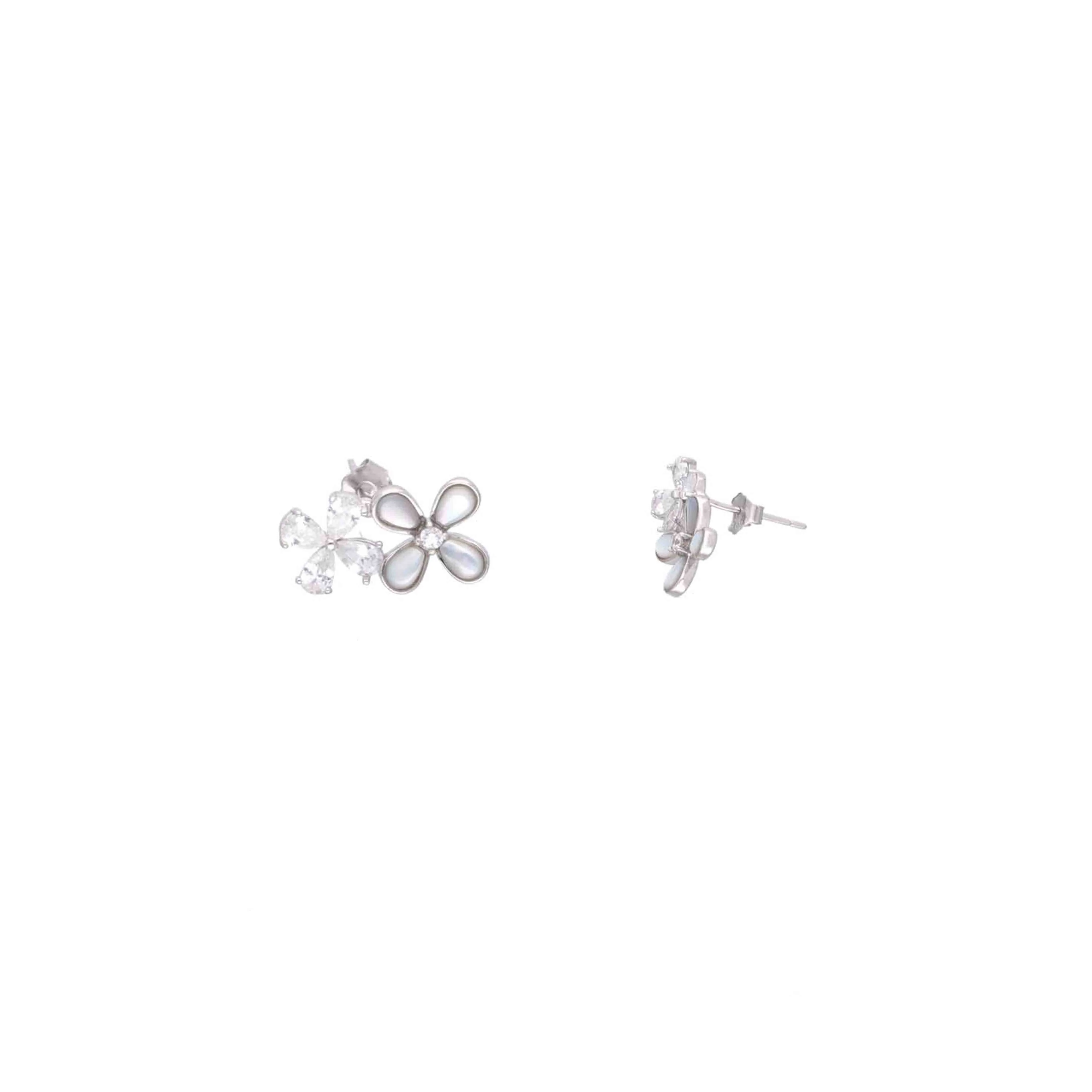 Sterling Silver Moon Stone Floral Necklace with Earring - Image 6