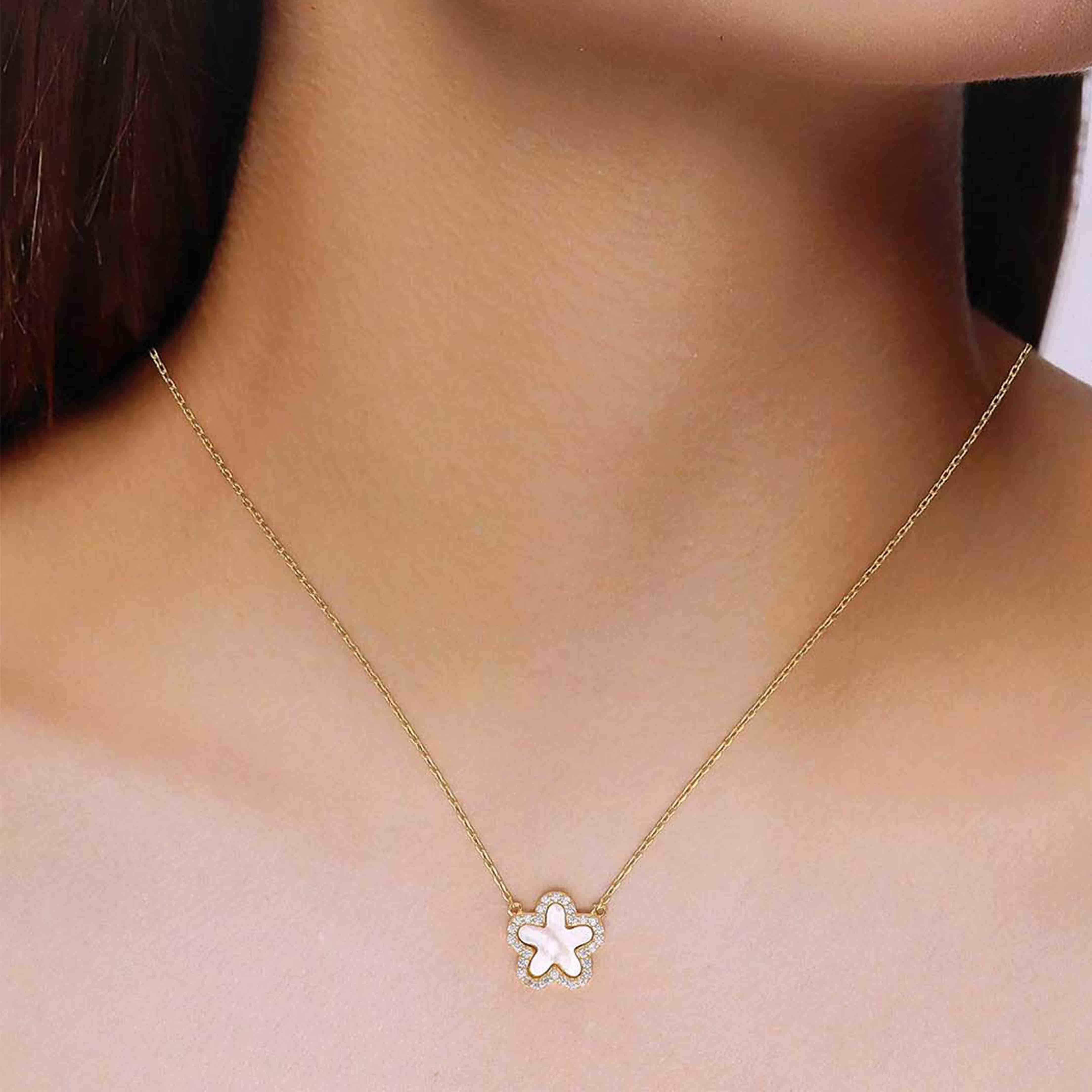 Sterling Silver Zircon Studded Star Necklace - Image 2