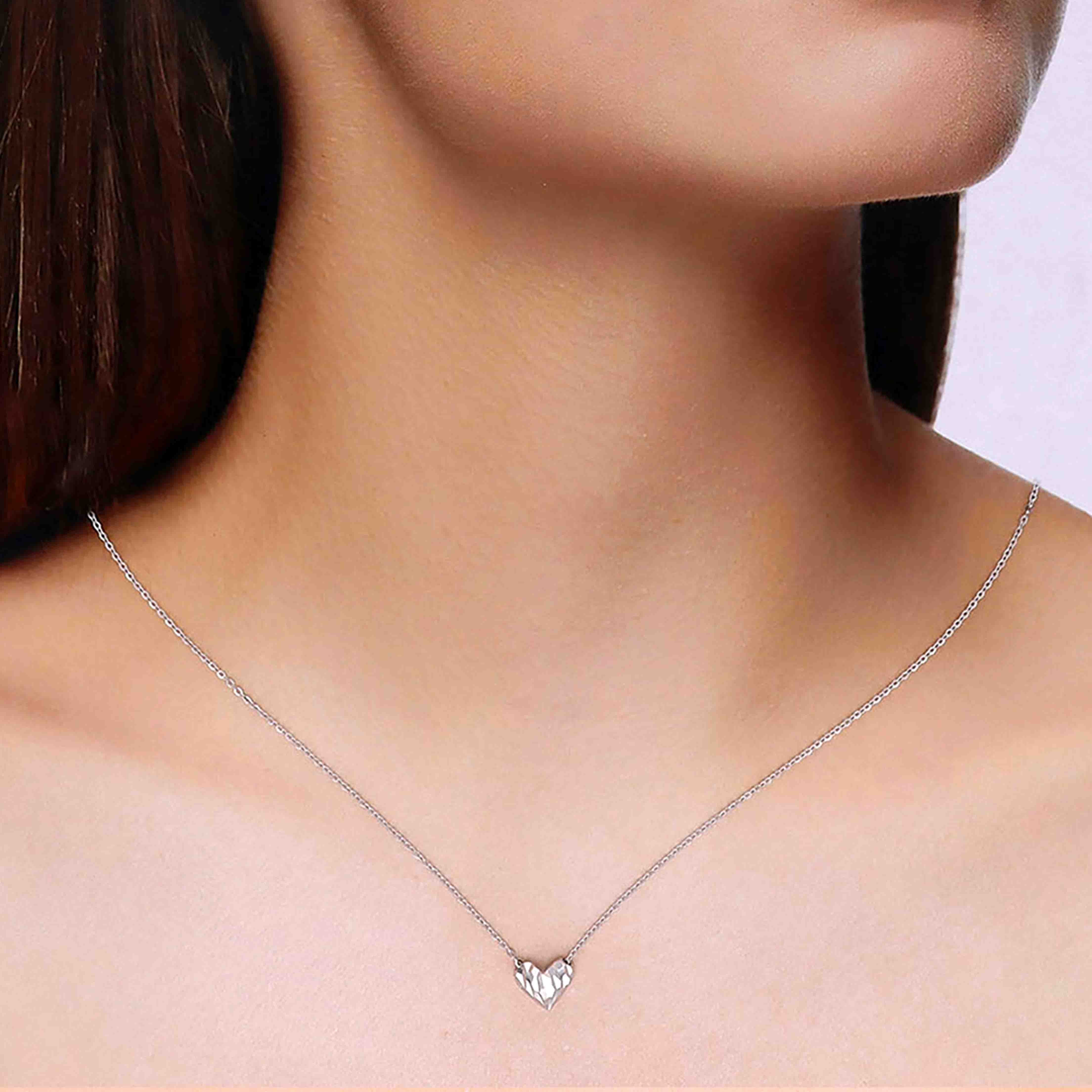 Sterling Silver Minimalistic Heart Necklace - Image 3