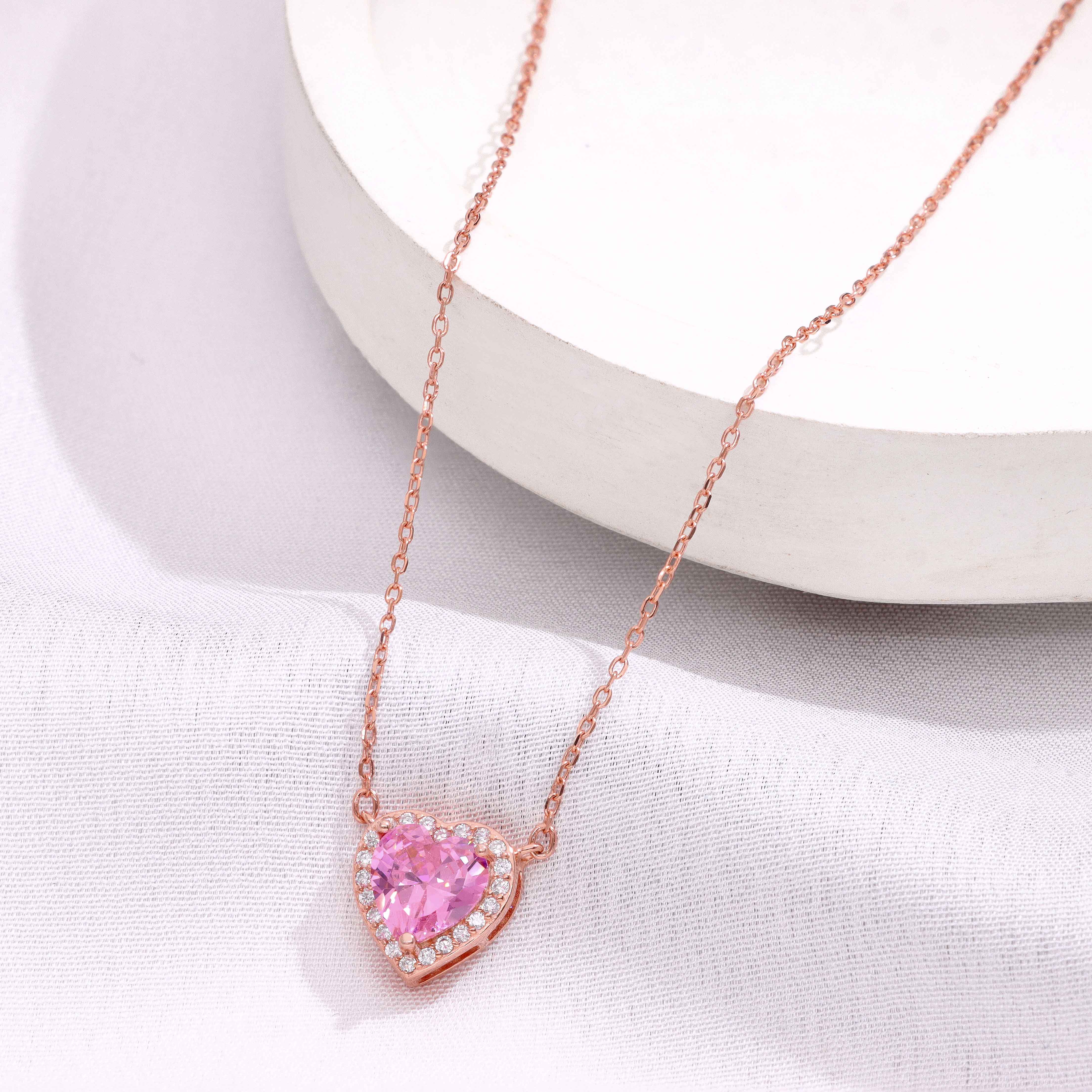 Sterling Pink Love Heart Necklace - Image 2