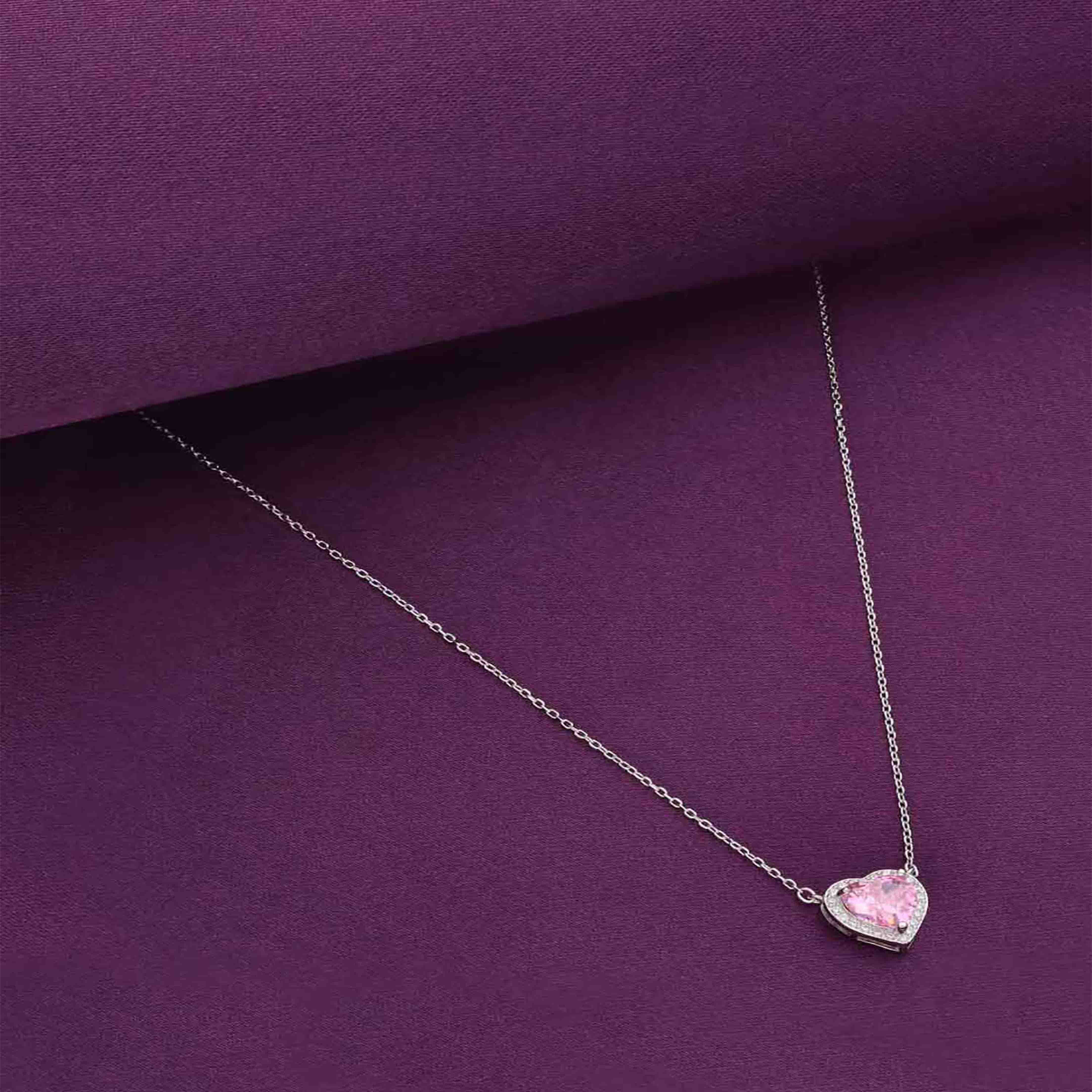 Sterling Pink Love Heart Necklace - Image 3