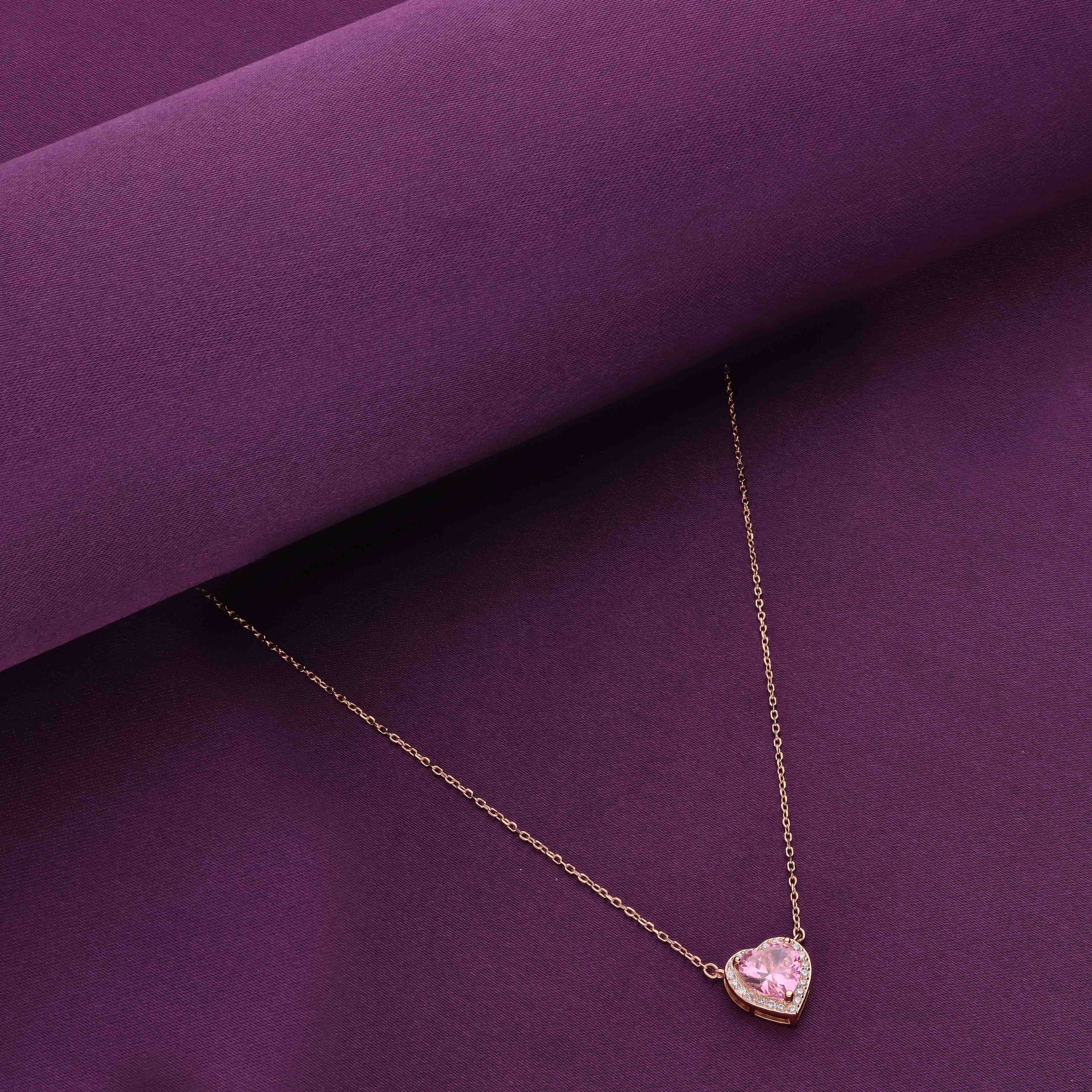 Sterling Pink Love Heart Necklace - Image 4