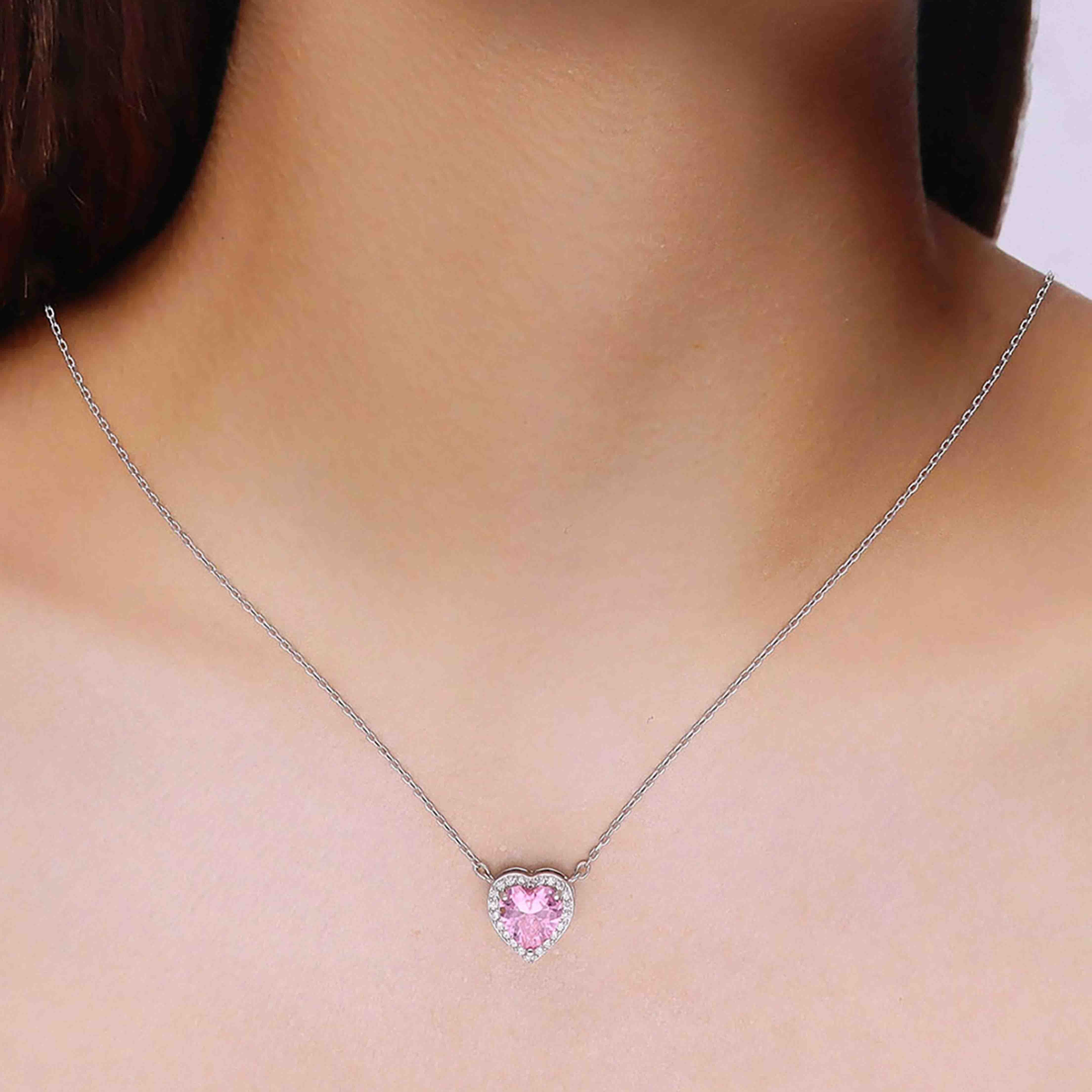 Sterling Pink Love Heart Necklace - Image 5