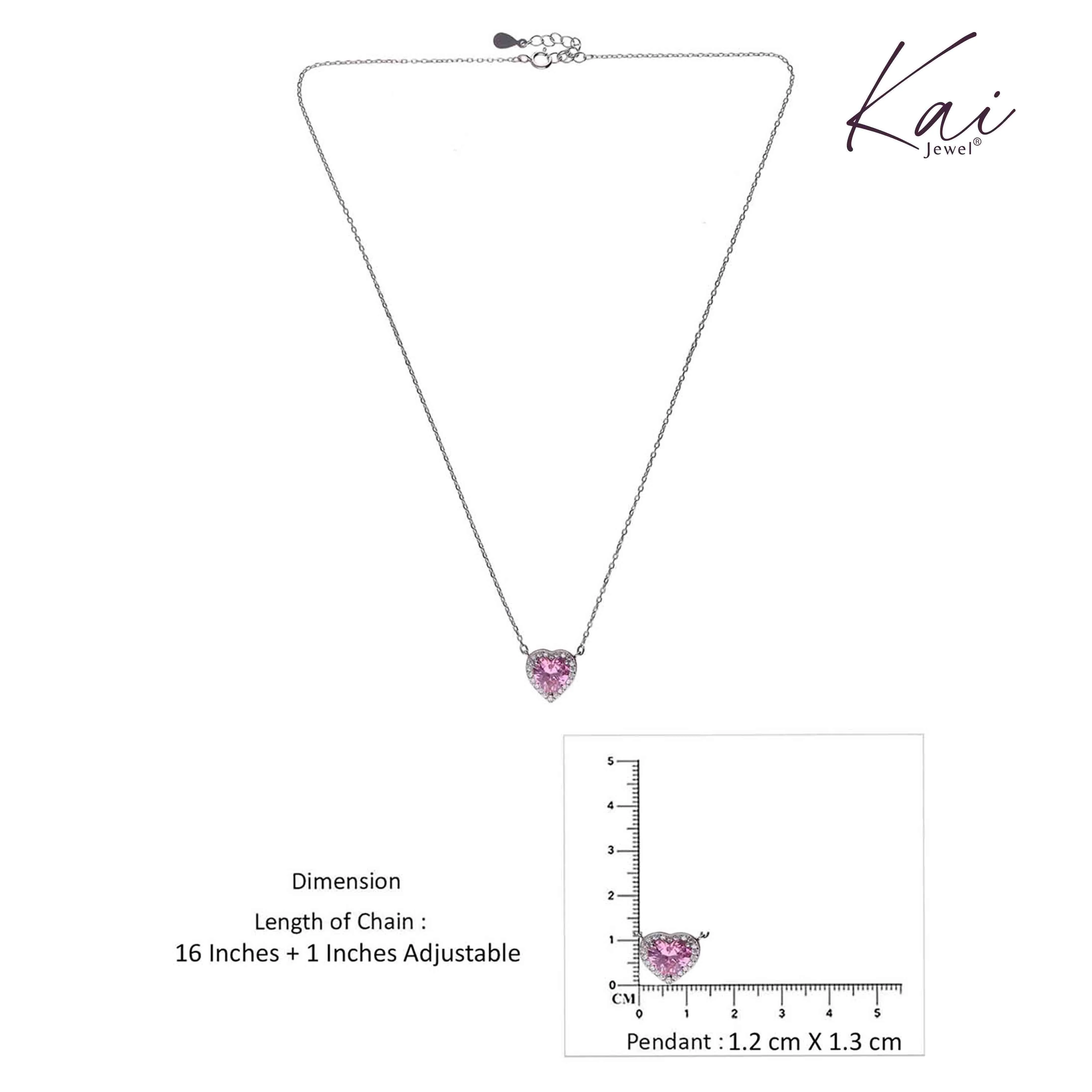 Sterling Pink Love Heart Necklace - Image 7