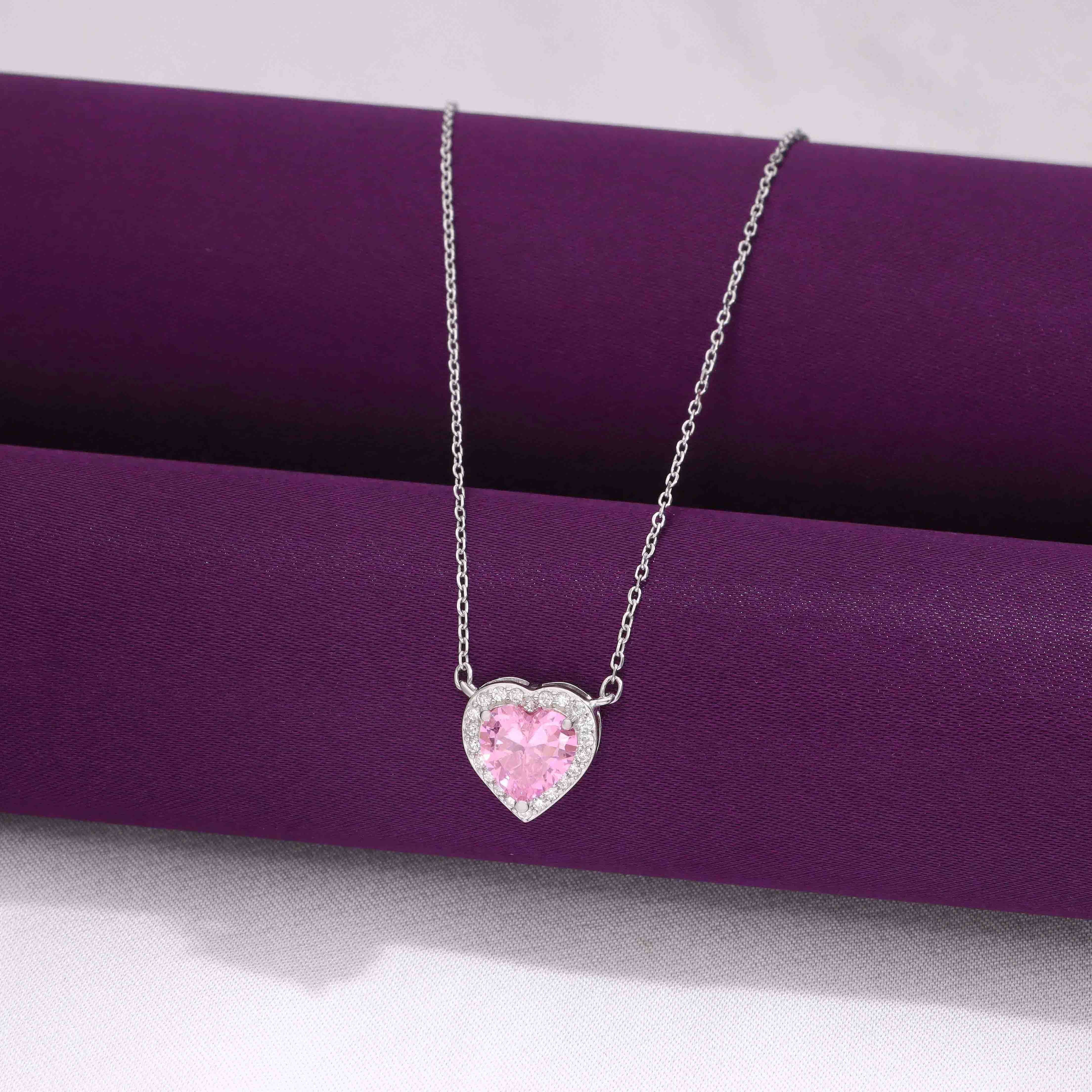 Sterling Pink Love Heart Necklace - Image 8