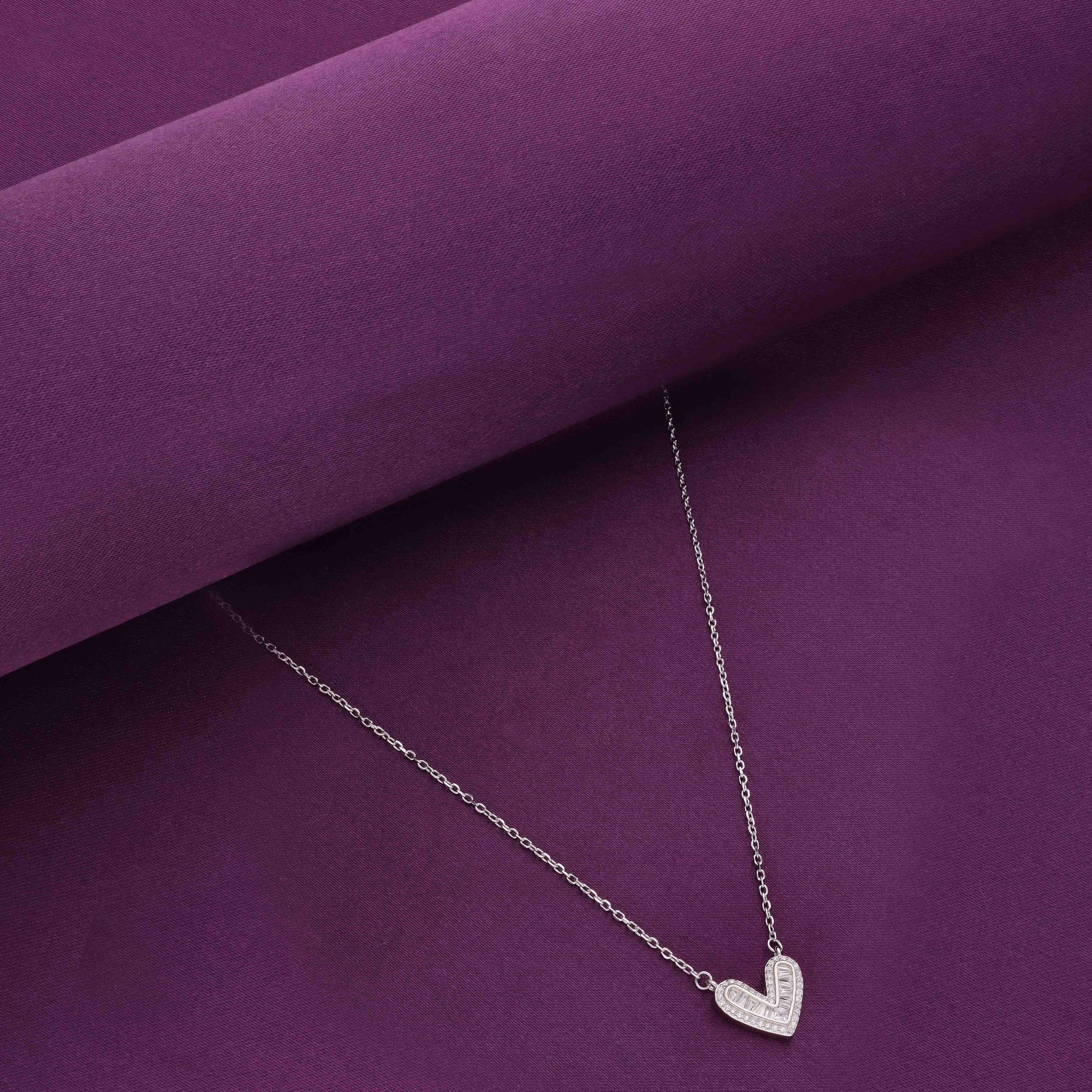 Sterling Silver Studded Heart Necklace - Image 2