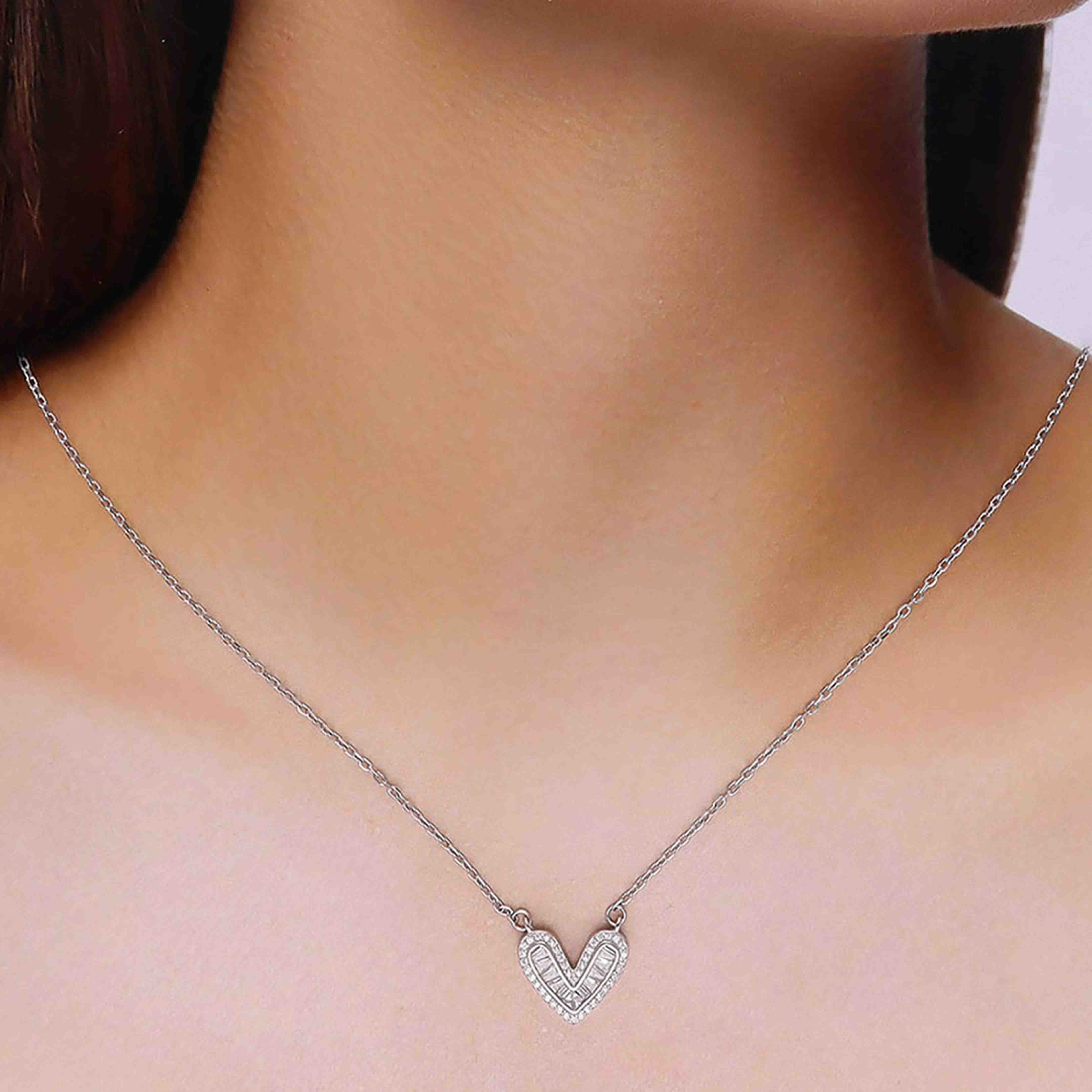 Sterling Silver Studded Heart Necklace - Image 3