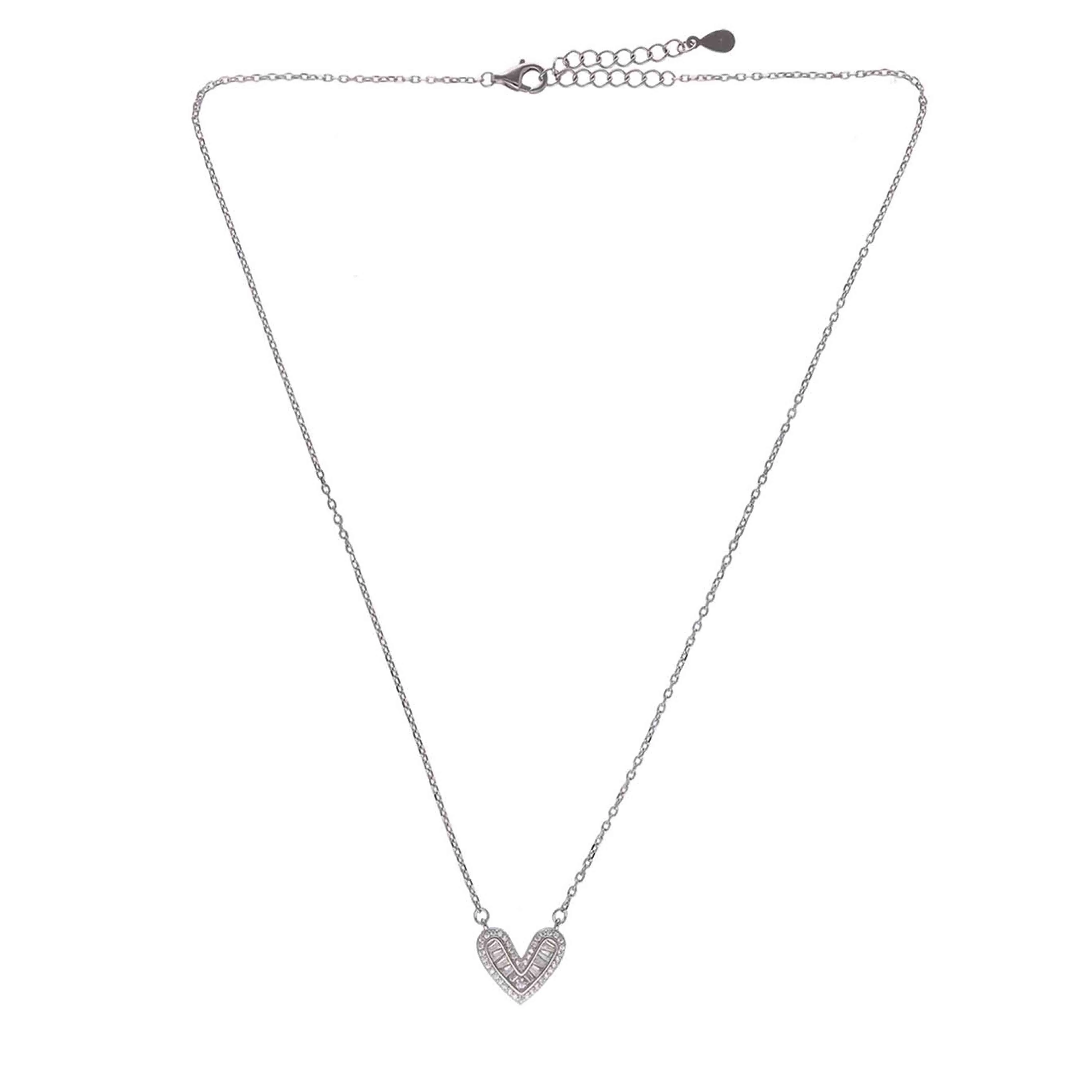 Sterling Silver Studded Heart Necklace - Image 4