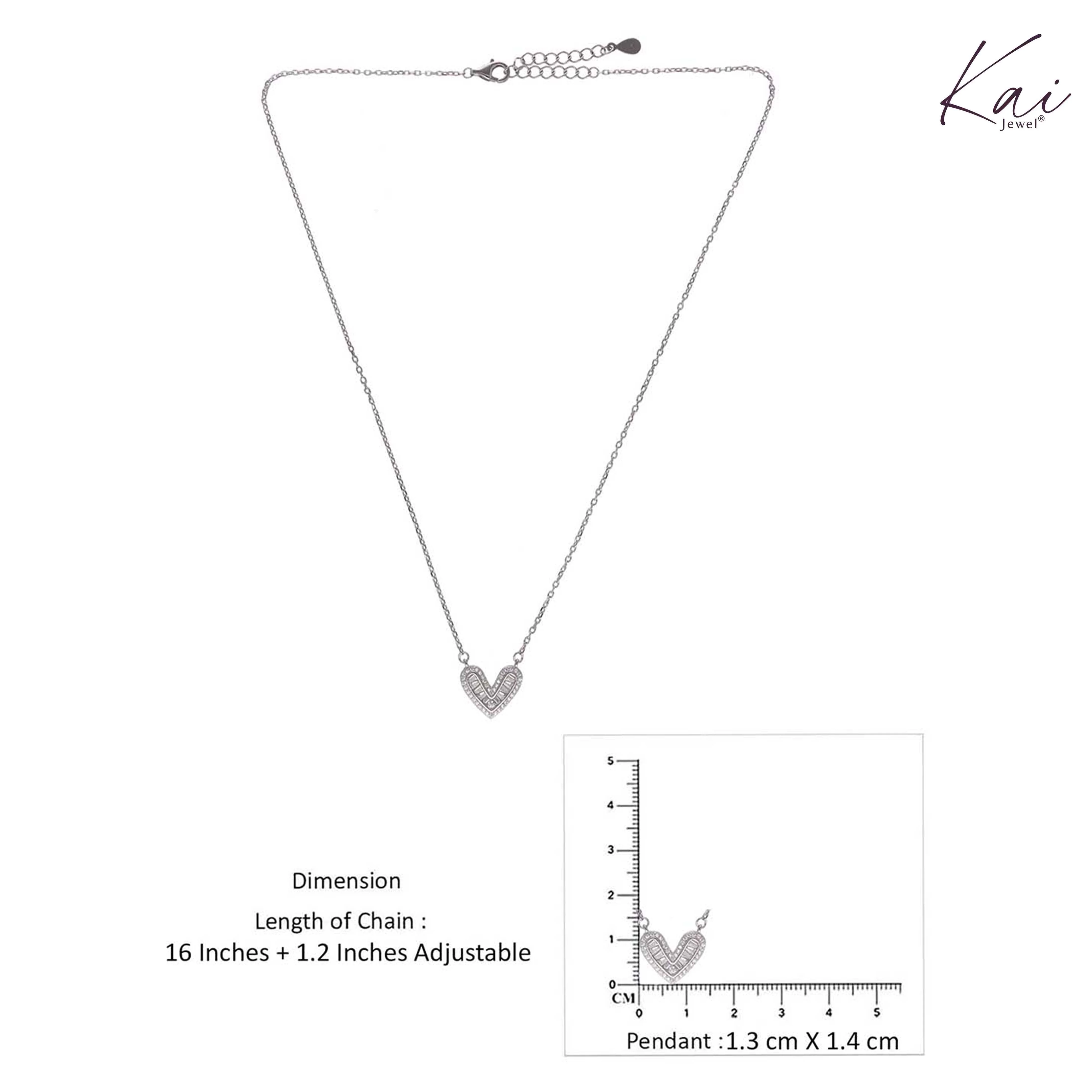 Sterling Silver Studded Heart Necklace - Image 5