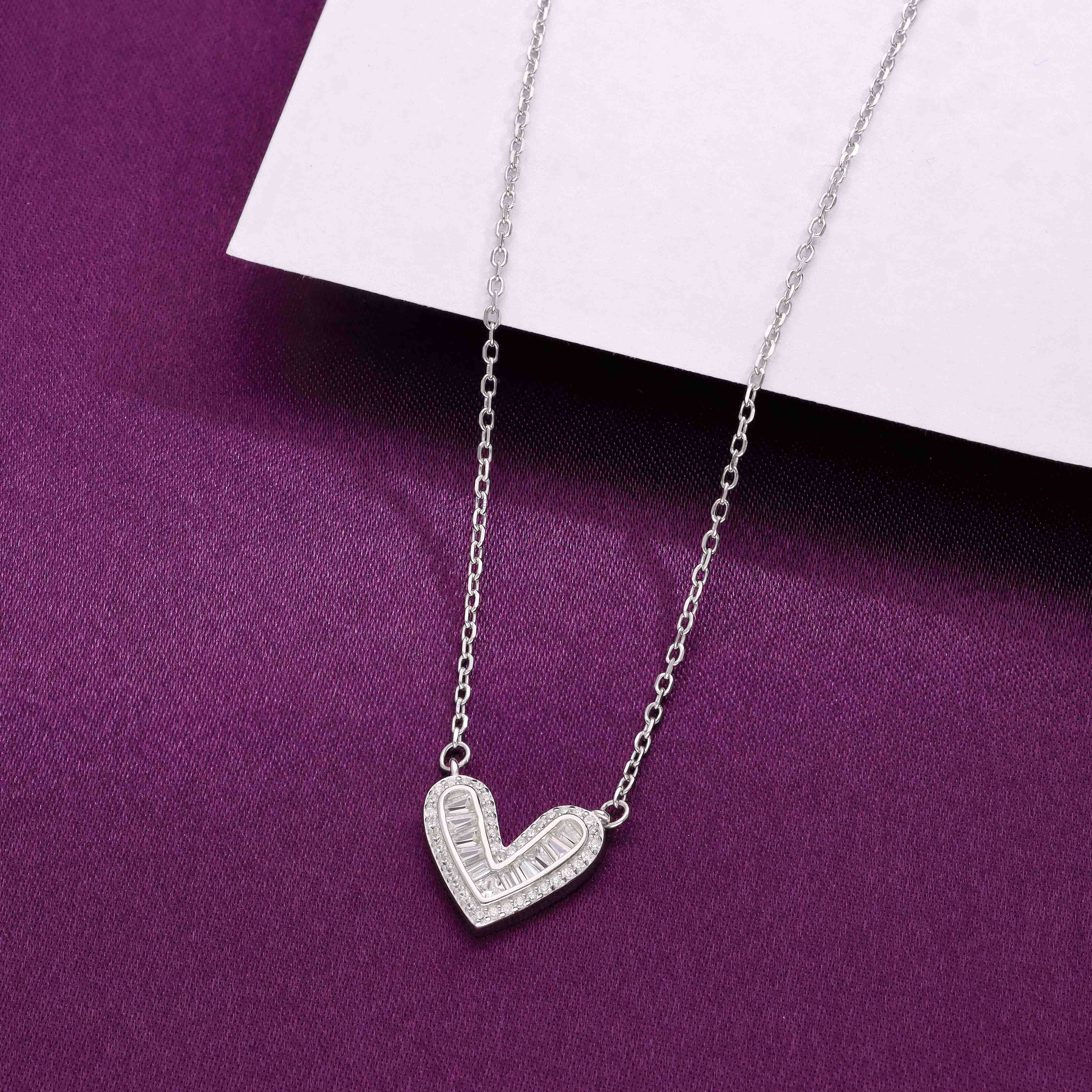 Sterling Silver Studded Heart Necklace - Image 6