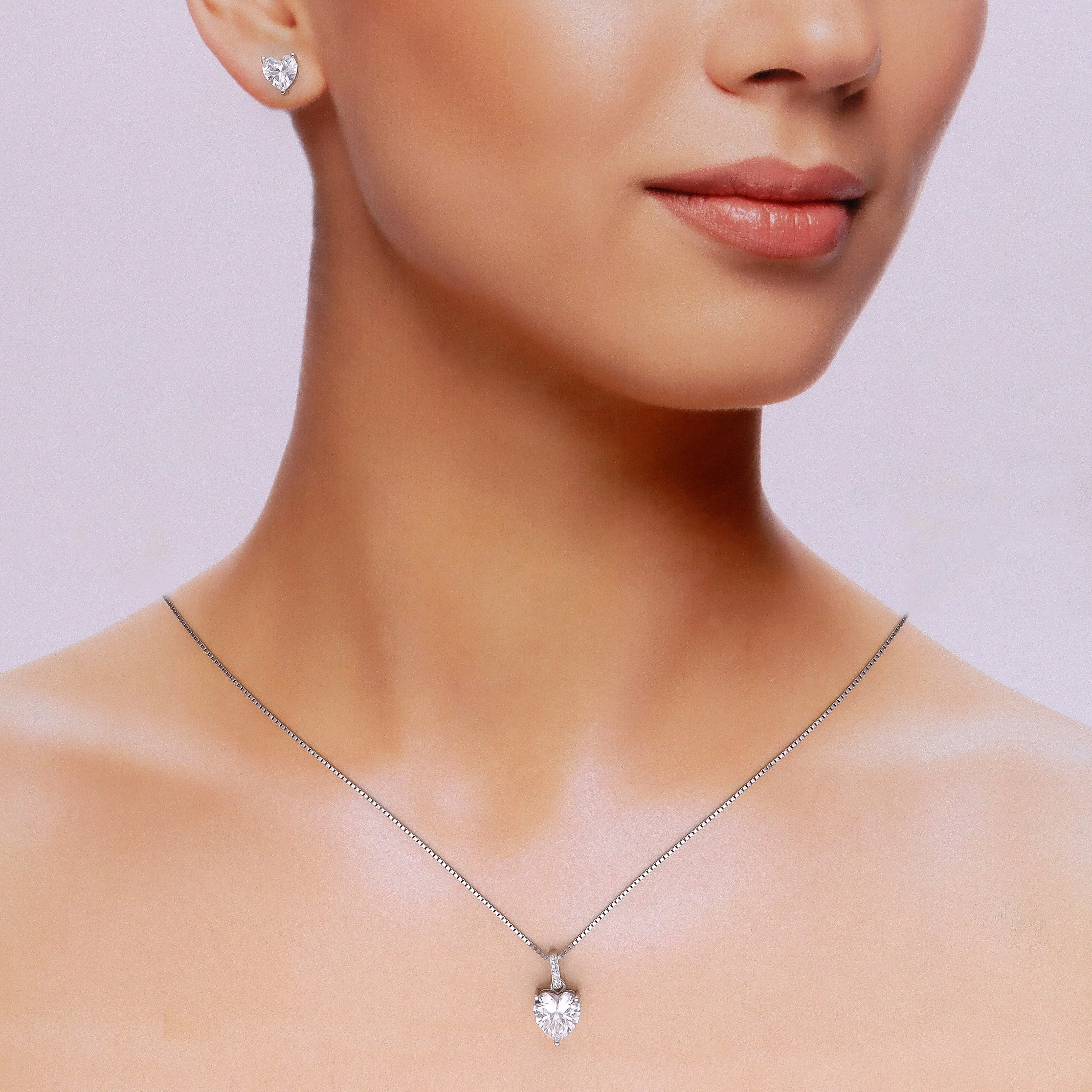 Sterling White Heart Solitaire Necklace - Image 2