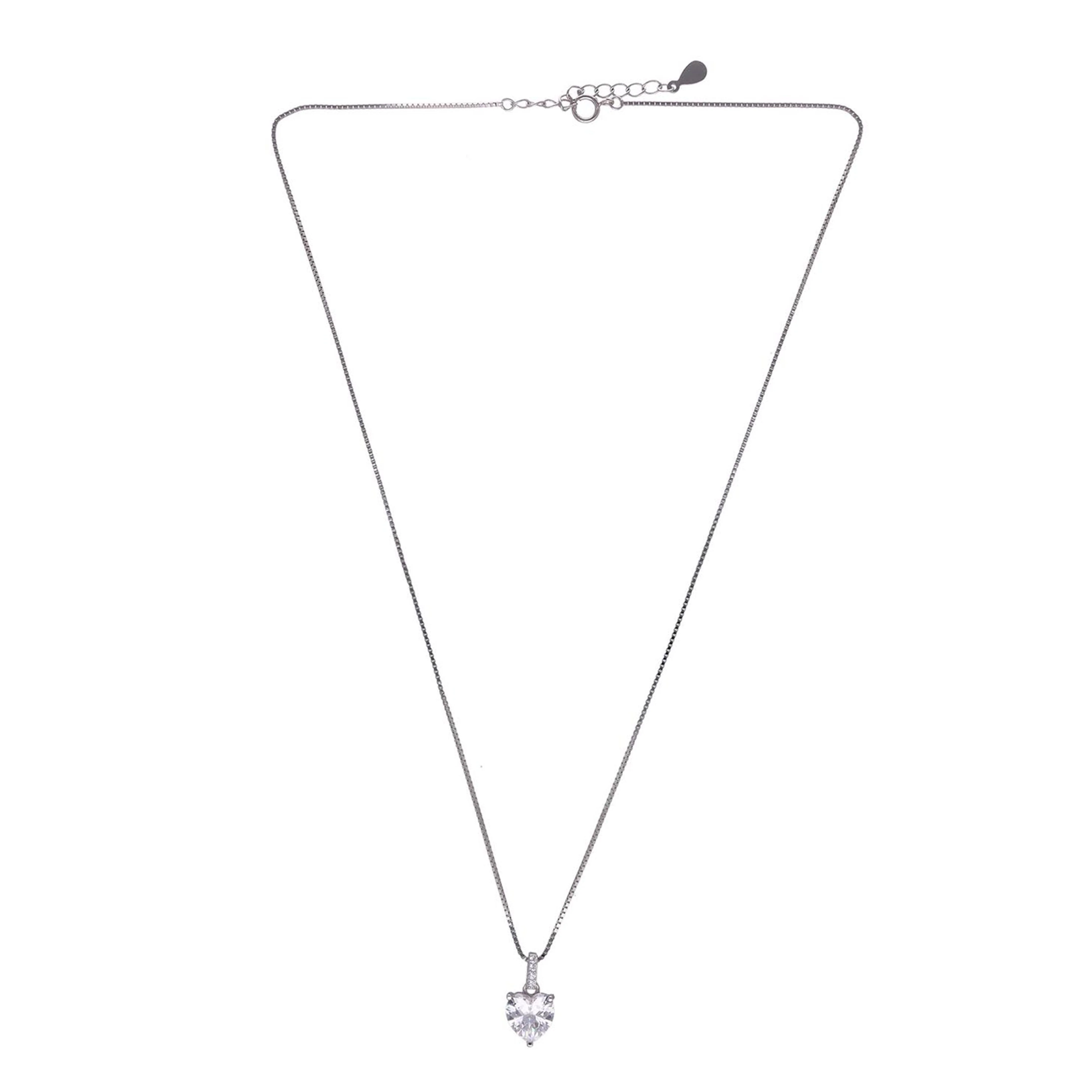 Sterling White Heart Solitaire Necklace - Image 3