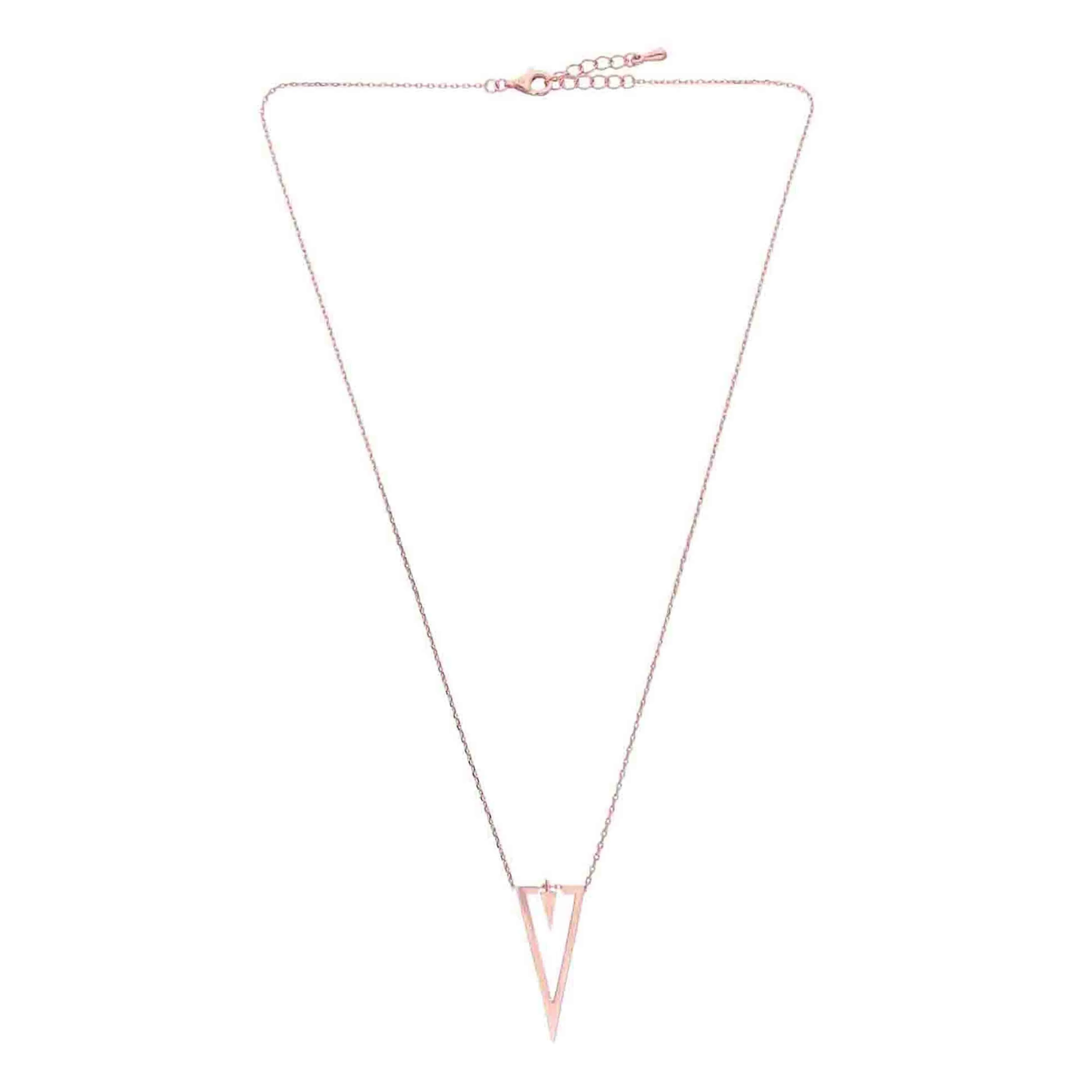 Sterling Rose Gold Statement Triangle Necklace - Image 3