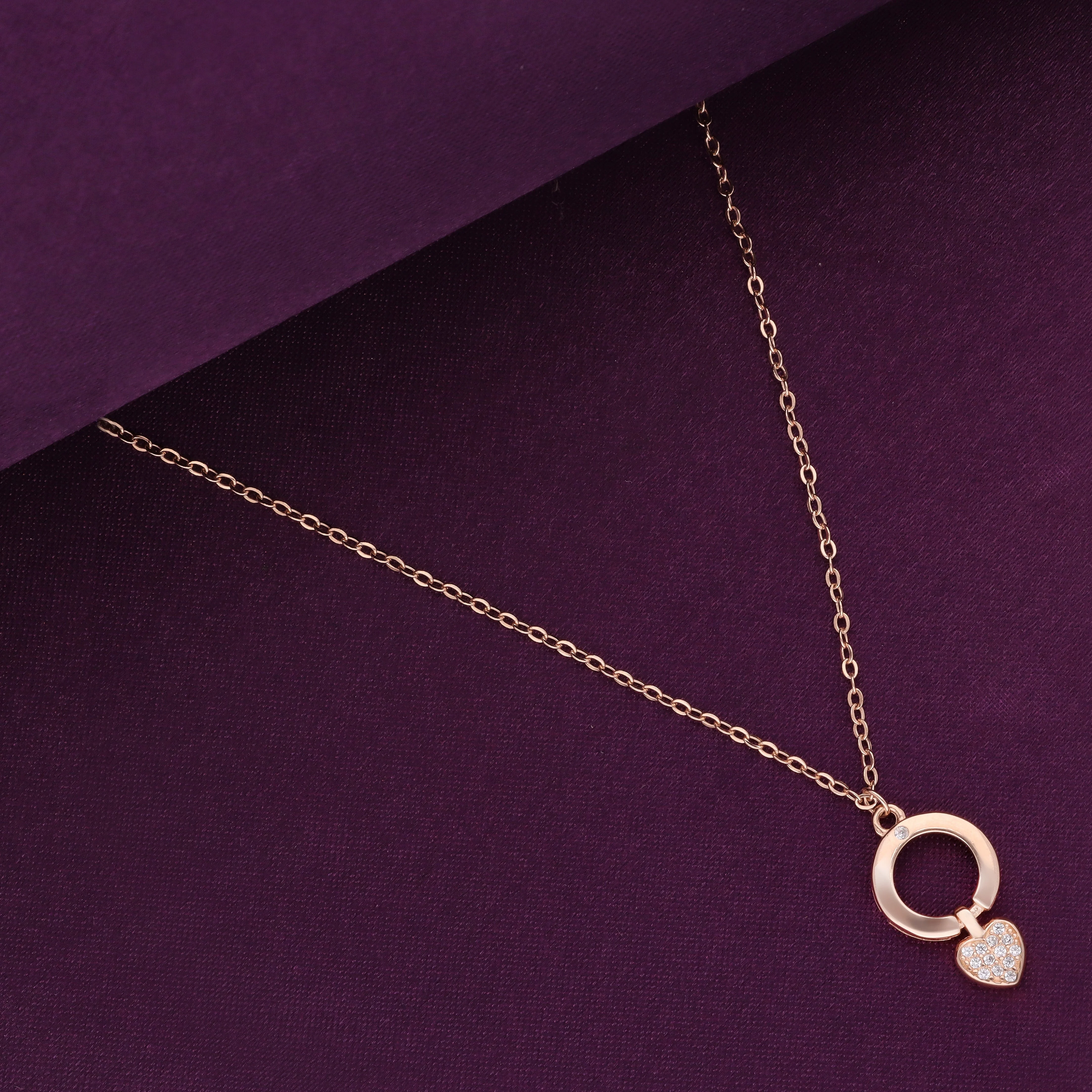 Sterling Rose Gold Minimalistic Heart Necklace - Image 2