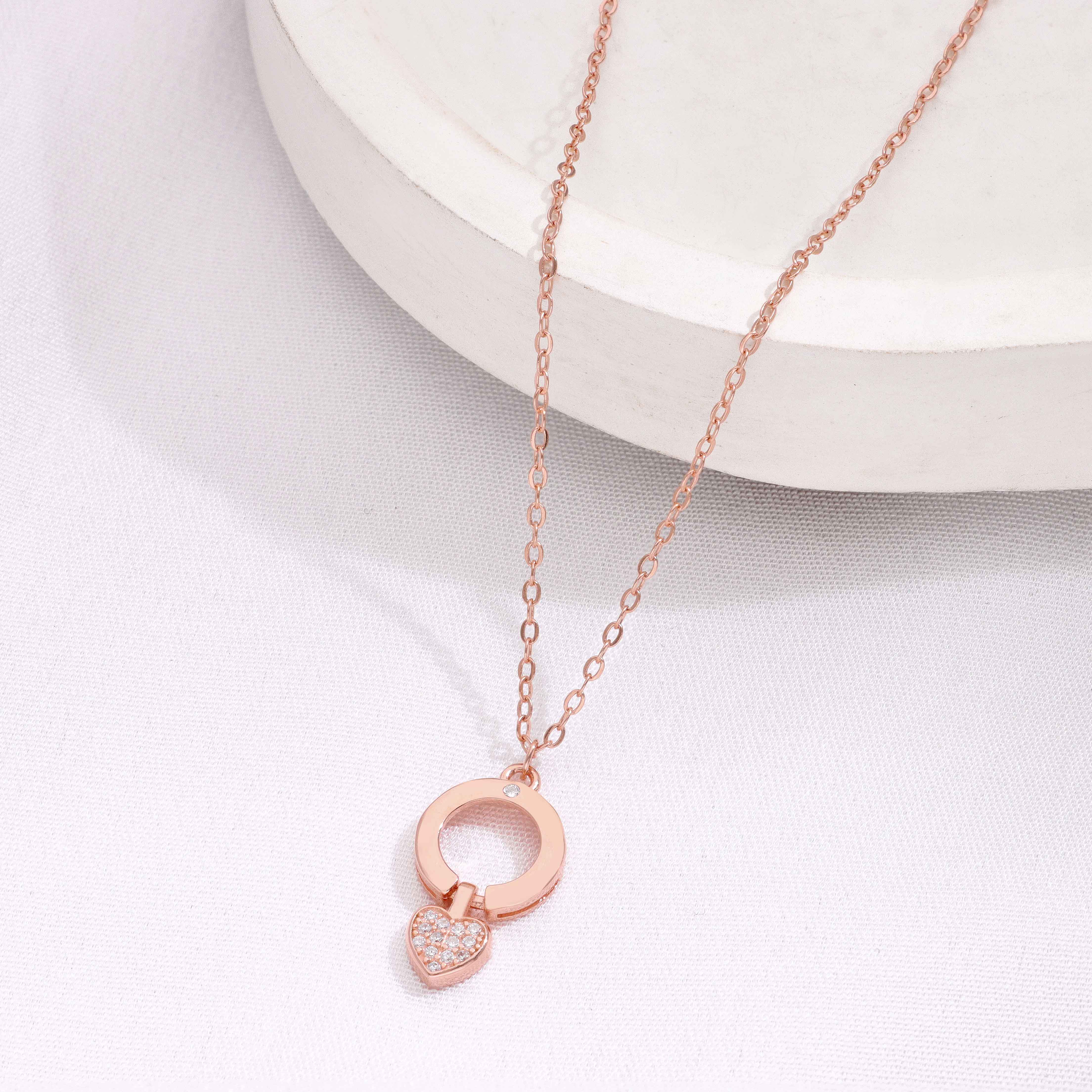 Sterling Rose Gold Minimalistic Heart Necklace - Image 6