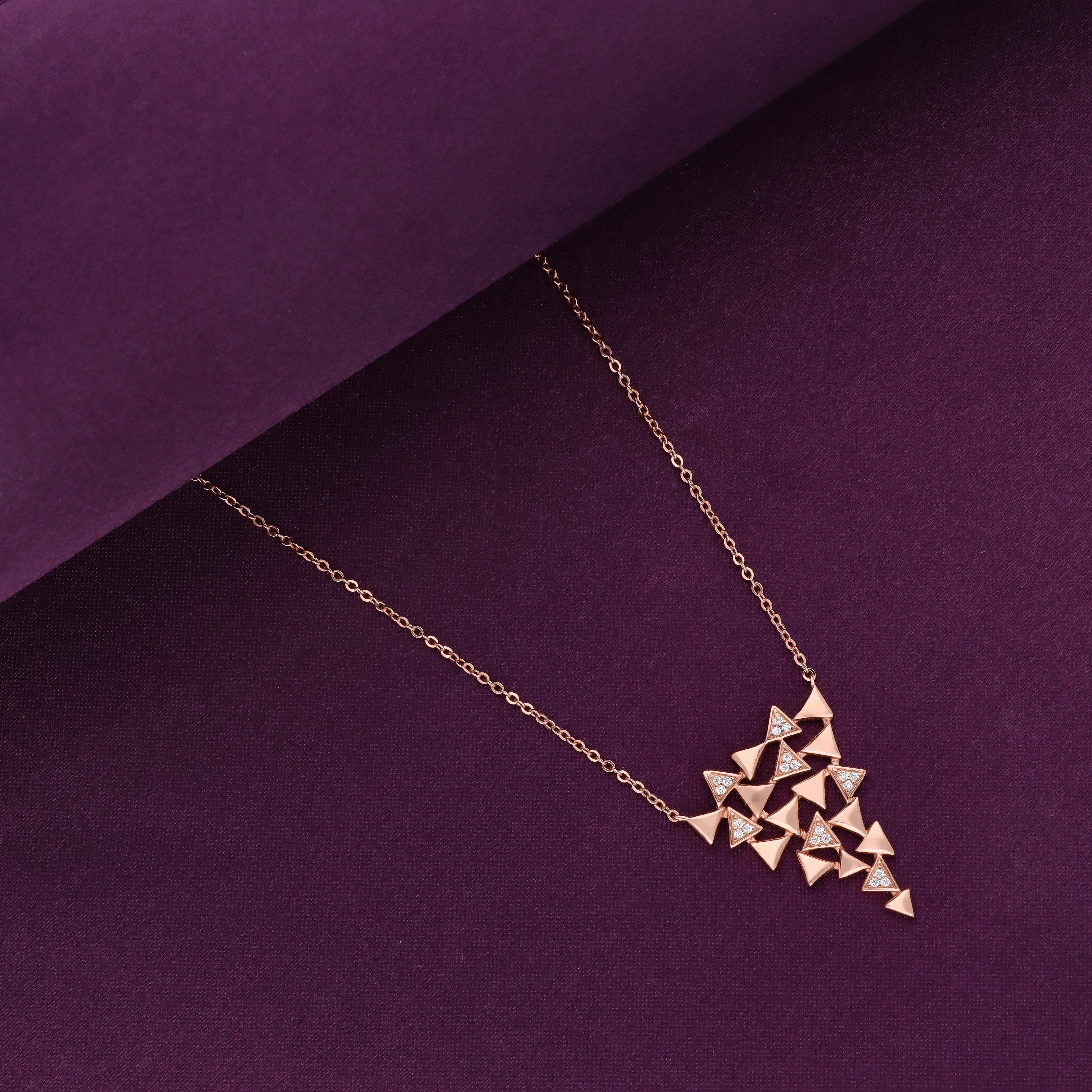 Sterling Rose Gold Statement Triangle Necklace - Image 2