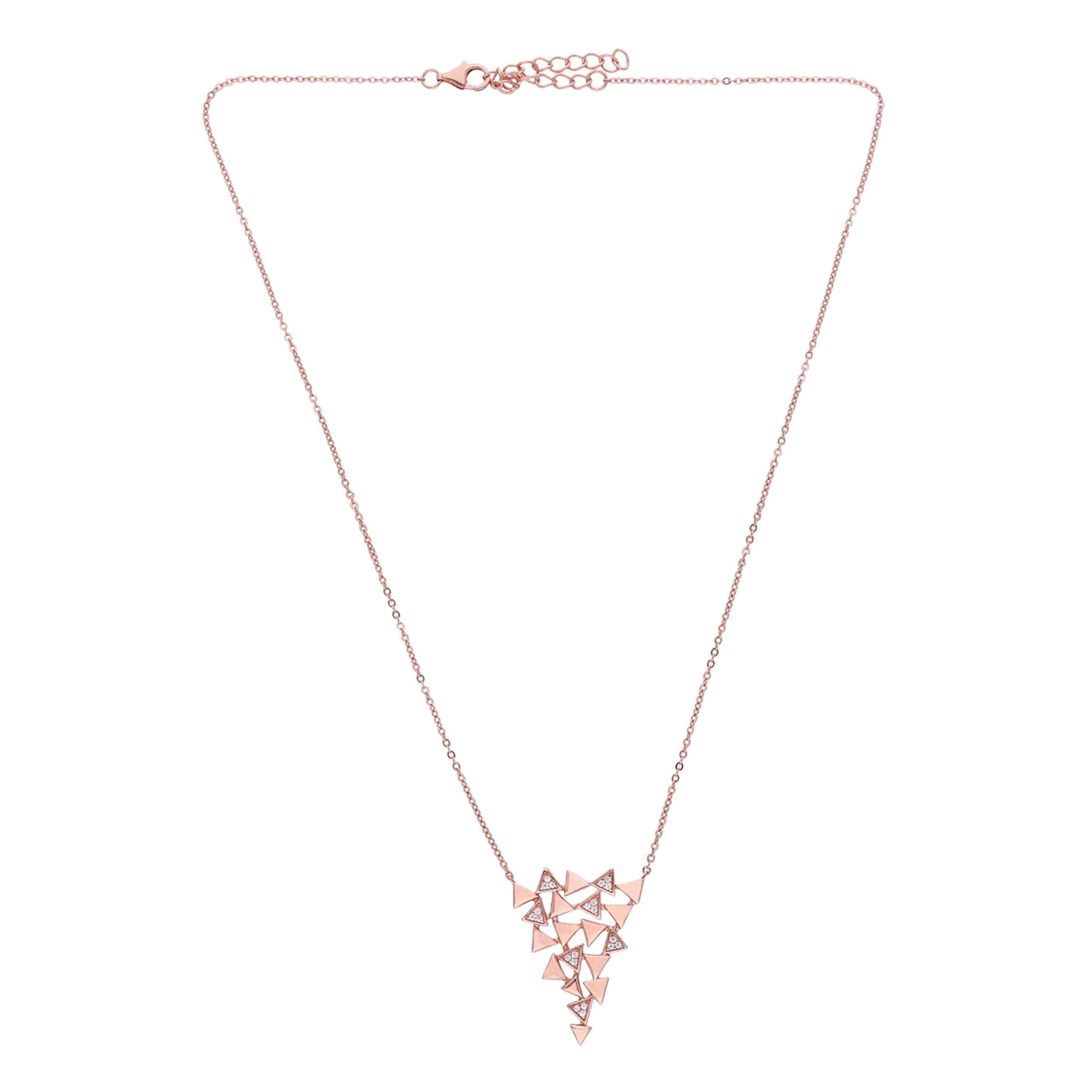 Sterling Rose Gold Statement Triangle Necklace - Image 4