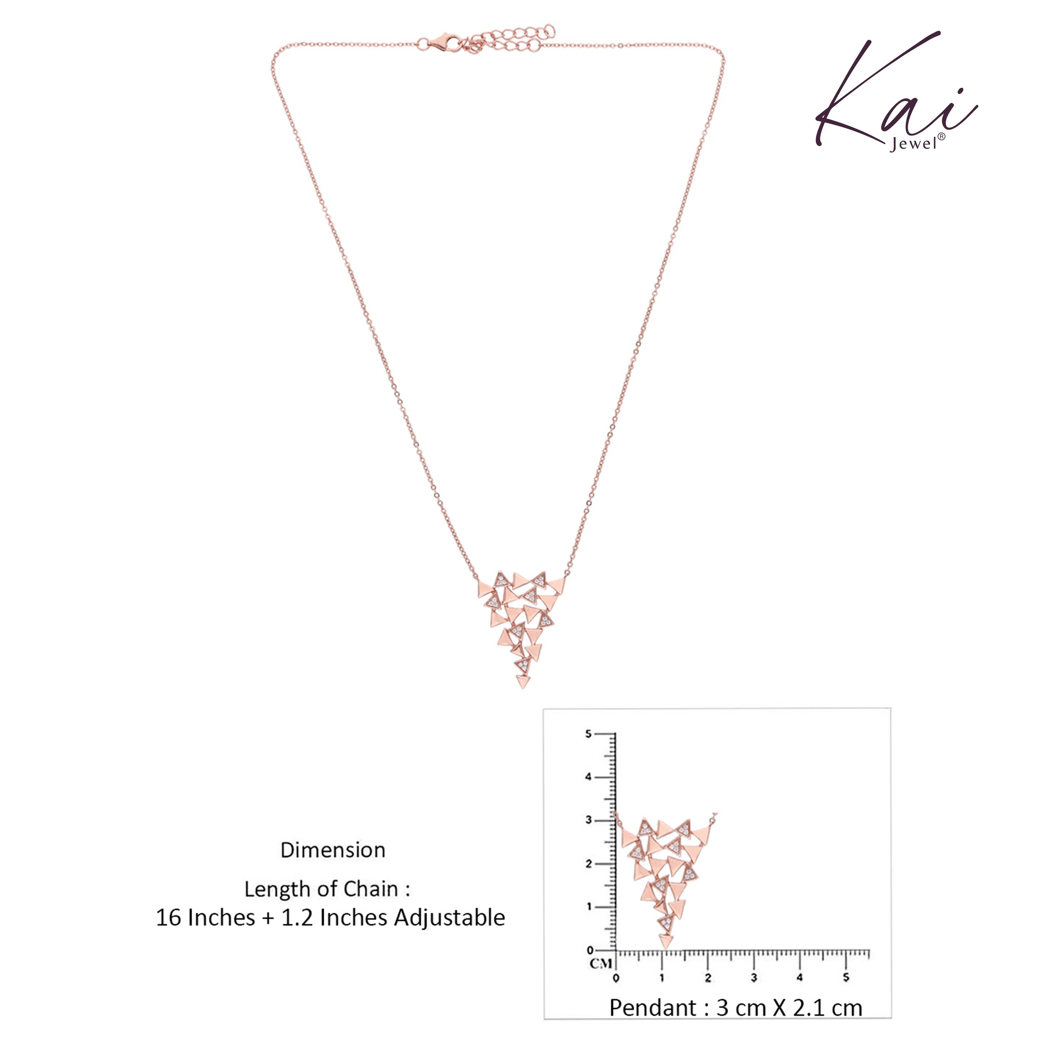 Sterling Rose Gold Statement Triangle Necklace - Image 5