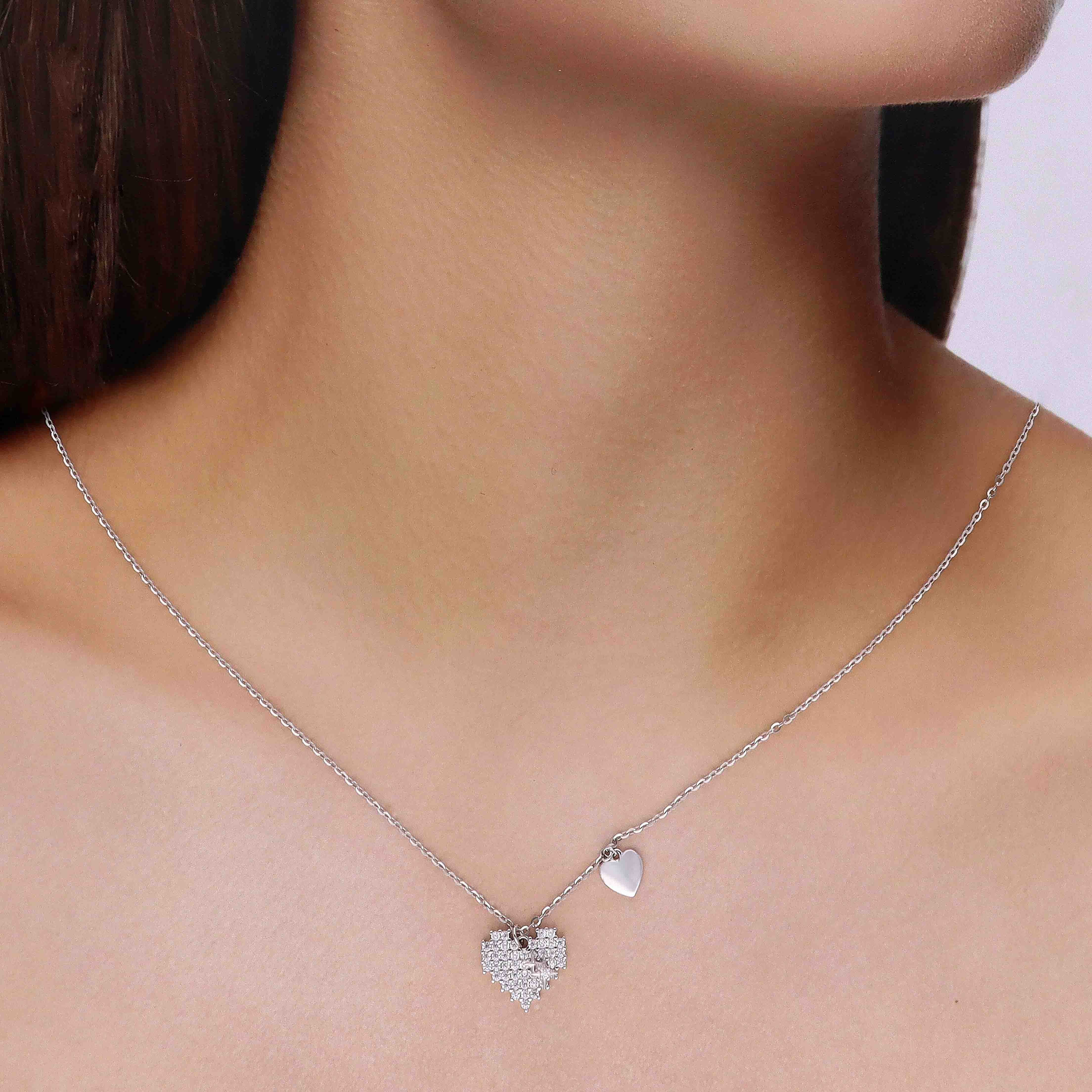 Sterling Silver Crystal Heart Necklace - Image 4