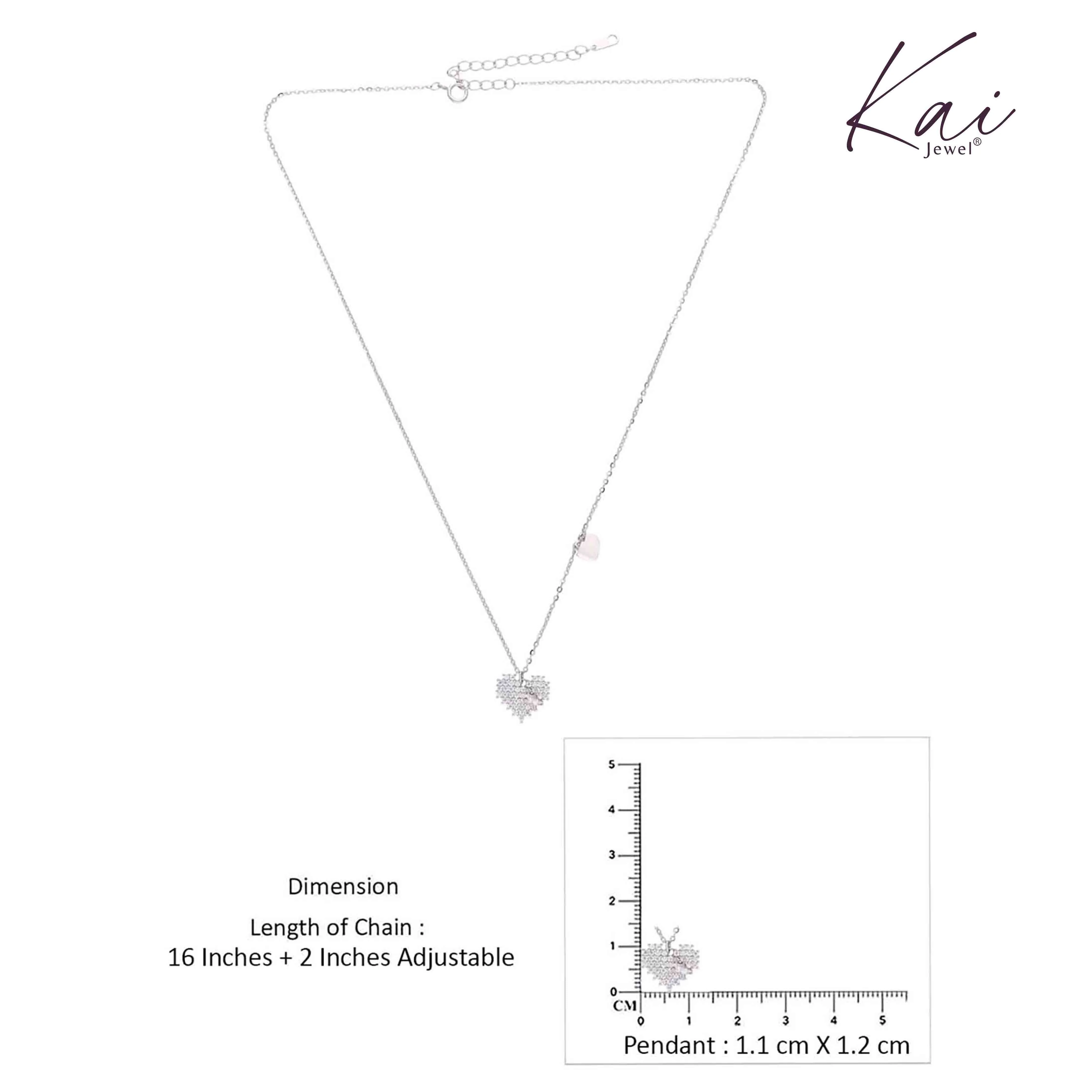 Sterling Silver Crystal Heart Necklace - Image 8