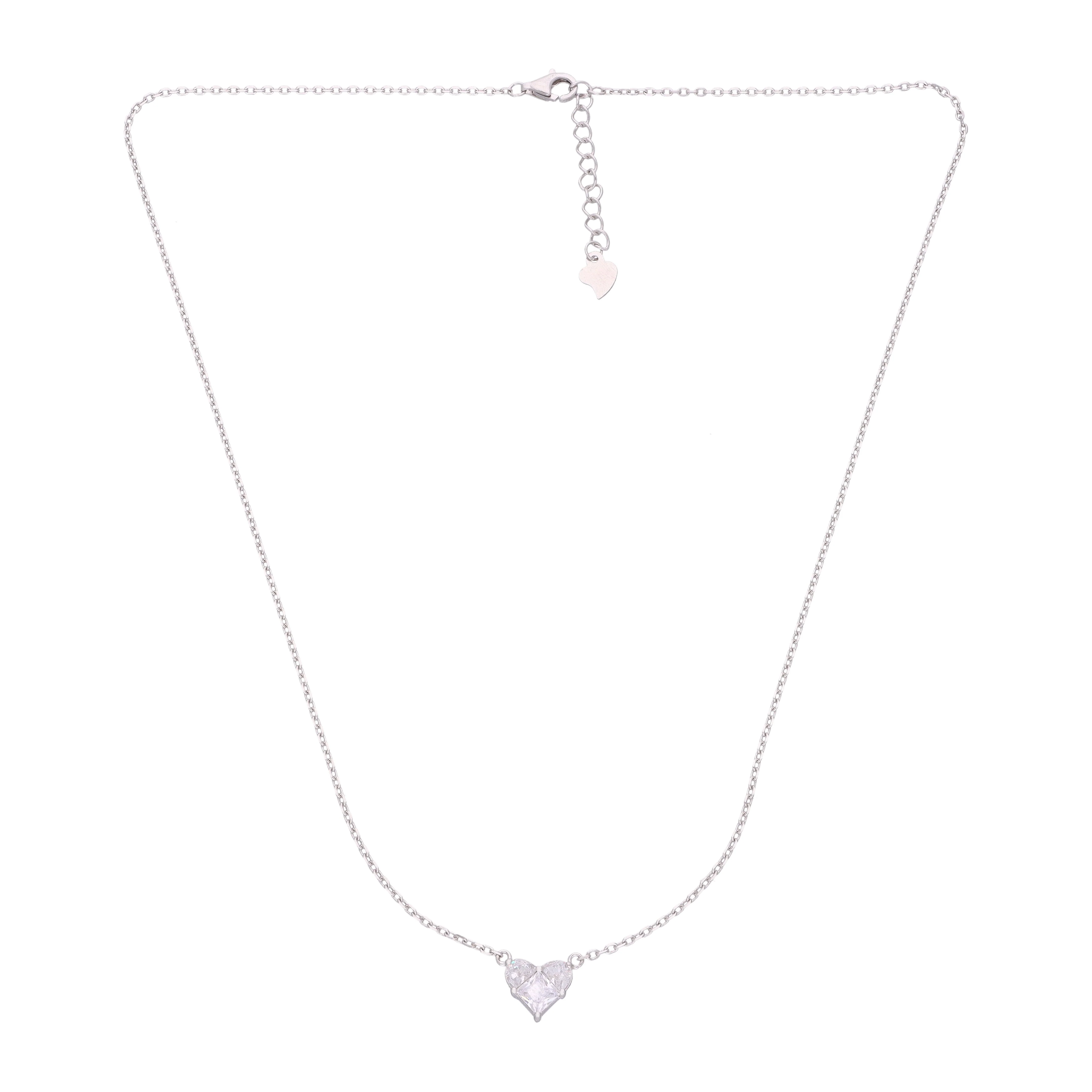 Silver Heart Necklace & Stud Earrings Set - Image 5