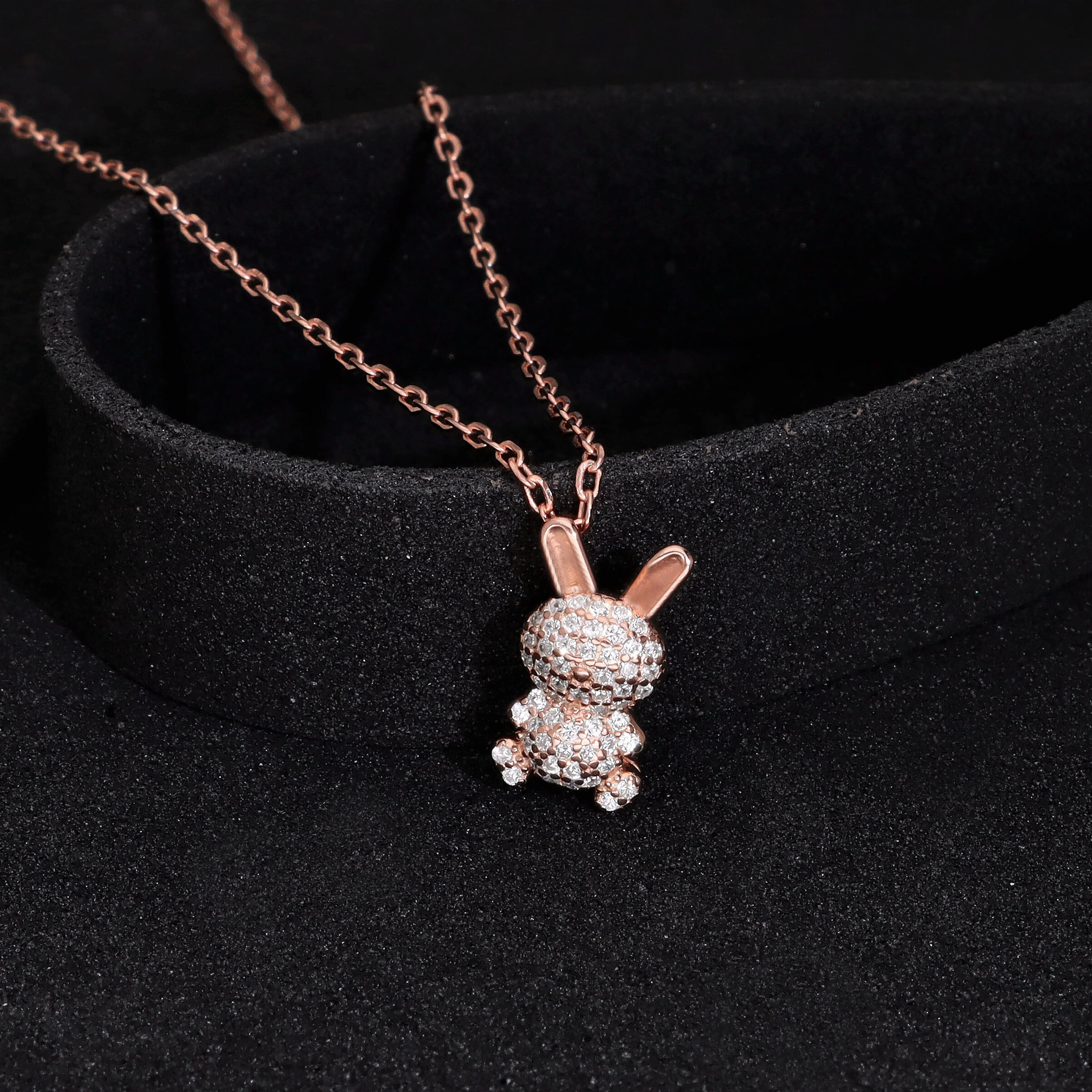 Sparkling Silver Bunny Pendant Necklace - Image 2