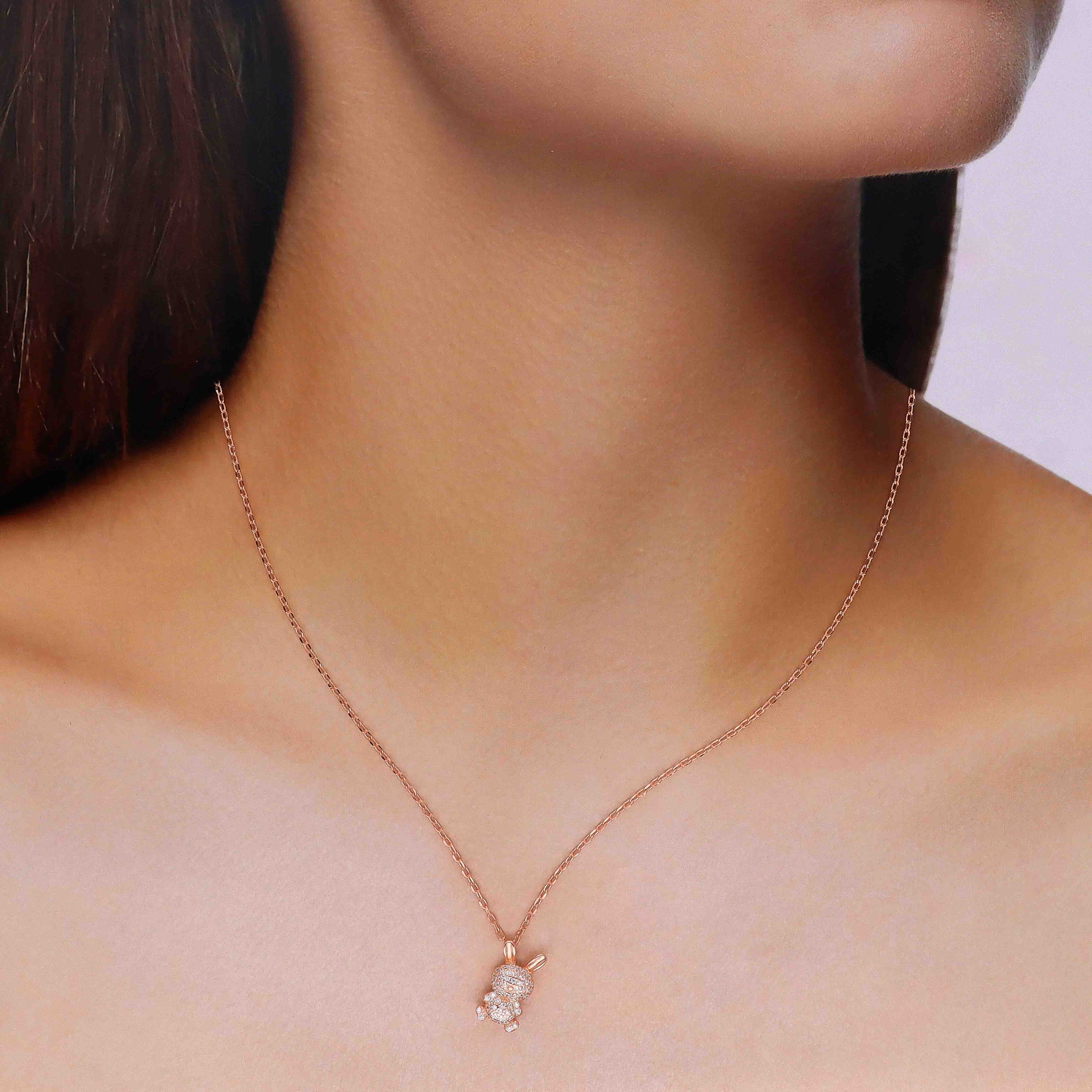 Sparkling Silver Bunny Pendant Necklace - Image 4