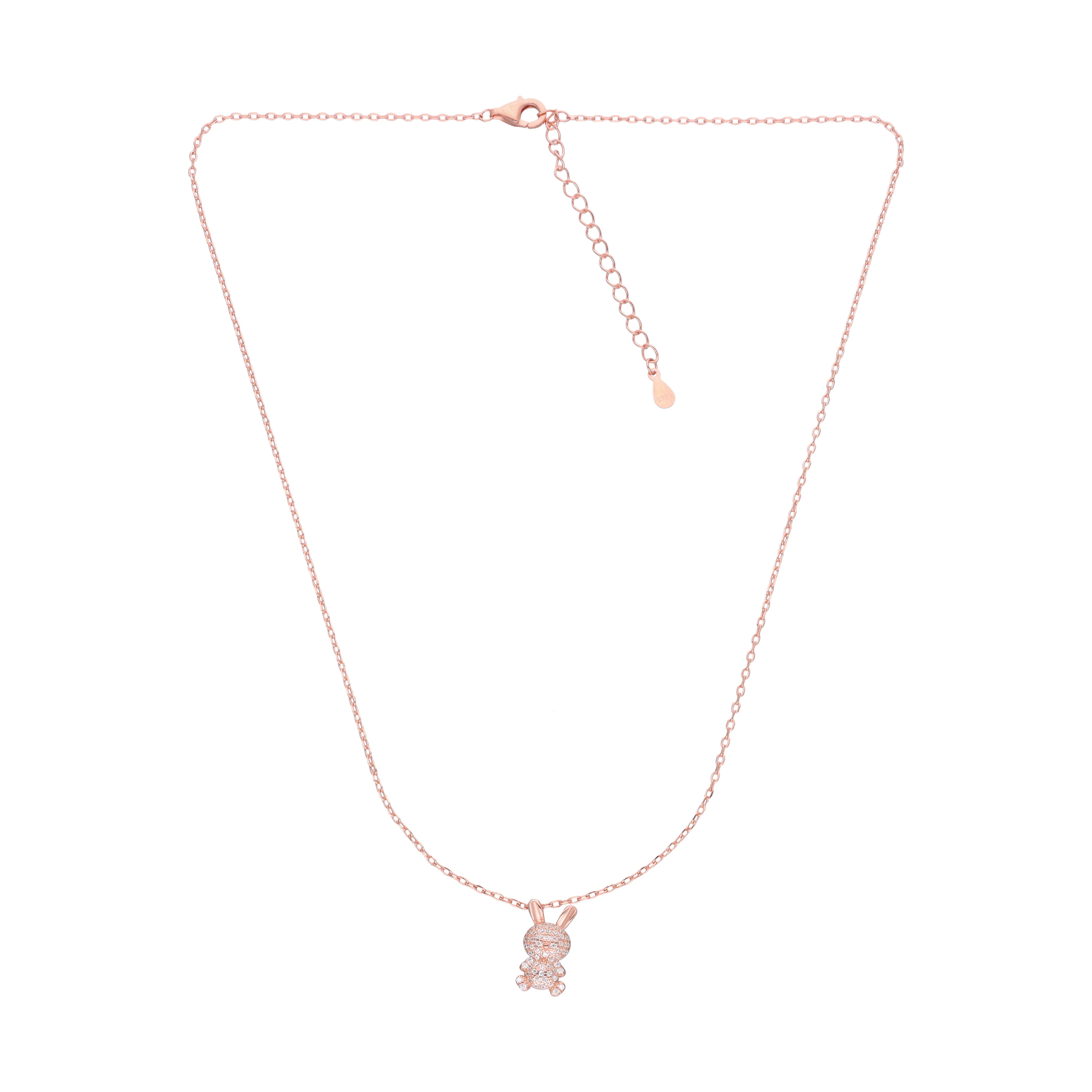Sparkling Silver Bunny Pendant Necklace - Image 5