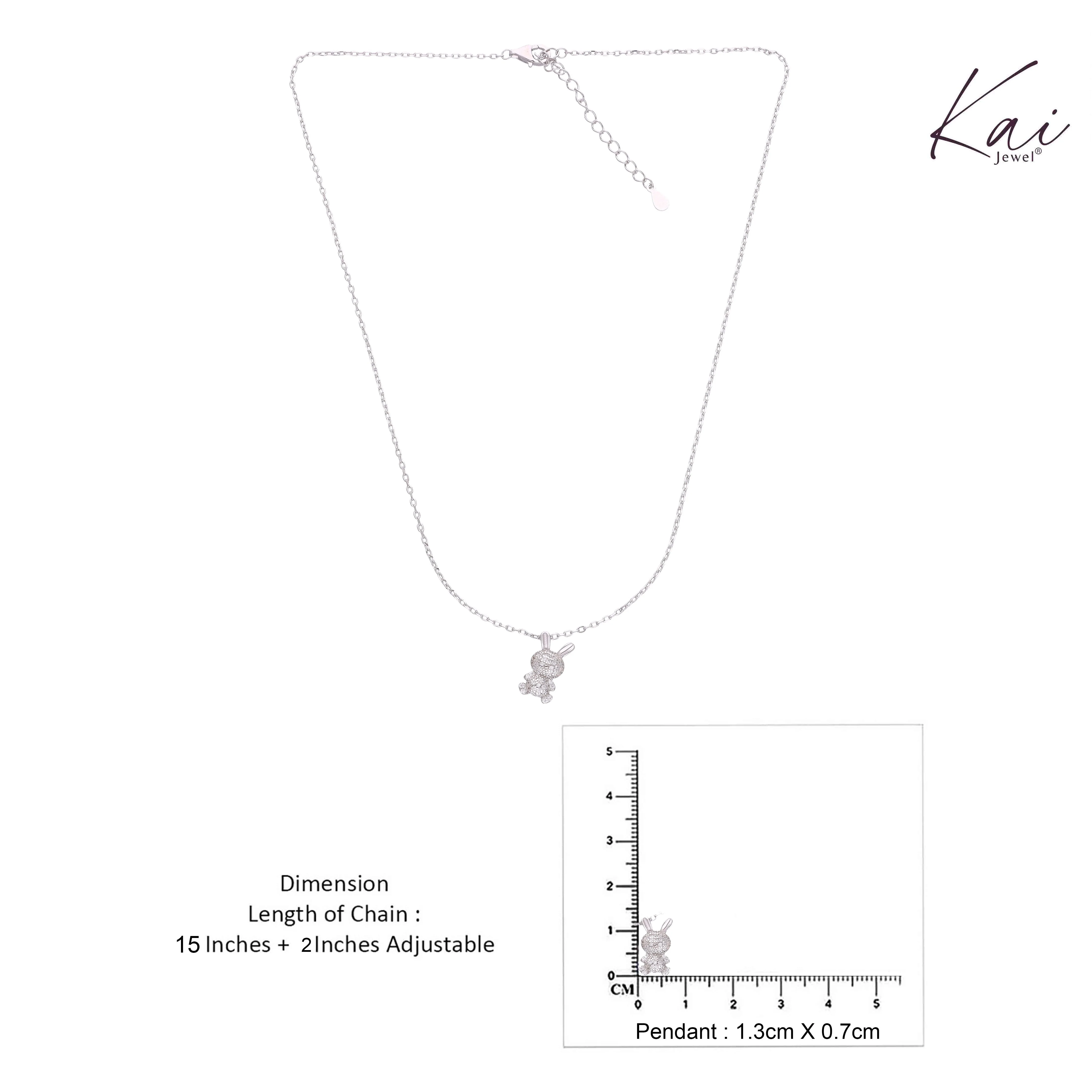 Sparkling Silver Bunny Pendant Necklace - Image 6