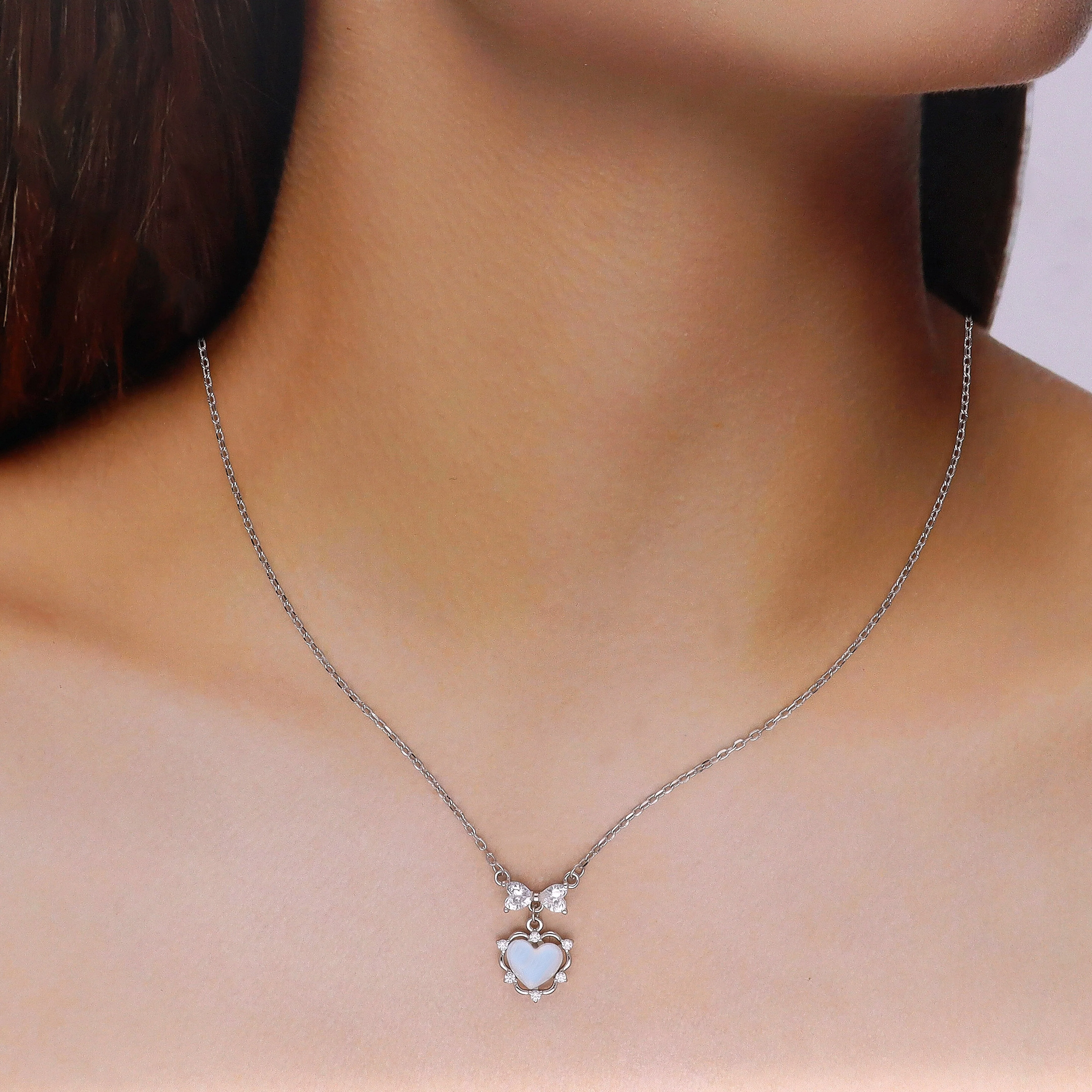 Classic Sterling Silver Heart Necklace - Image 3