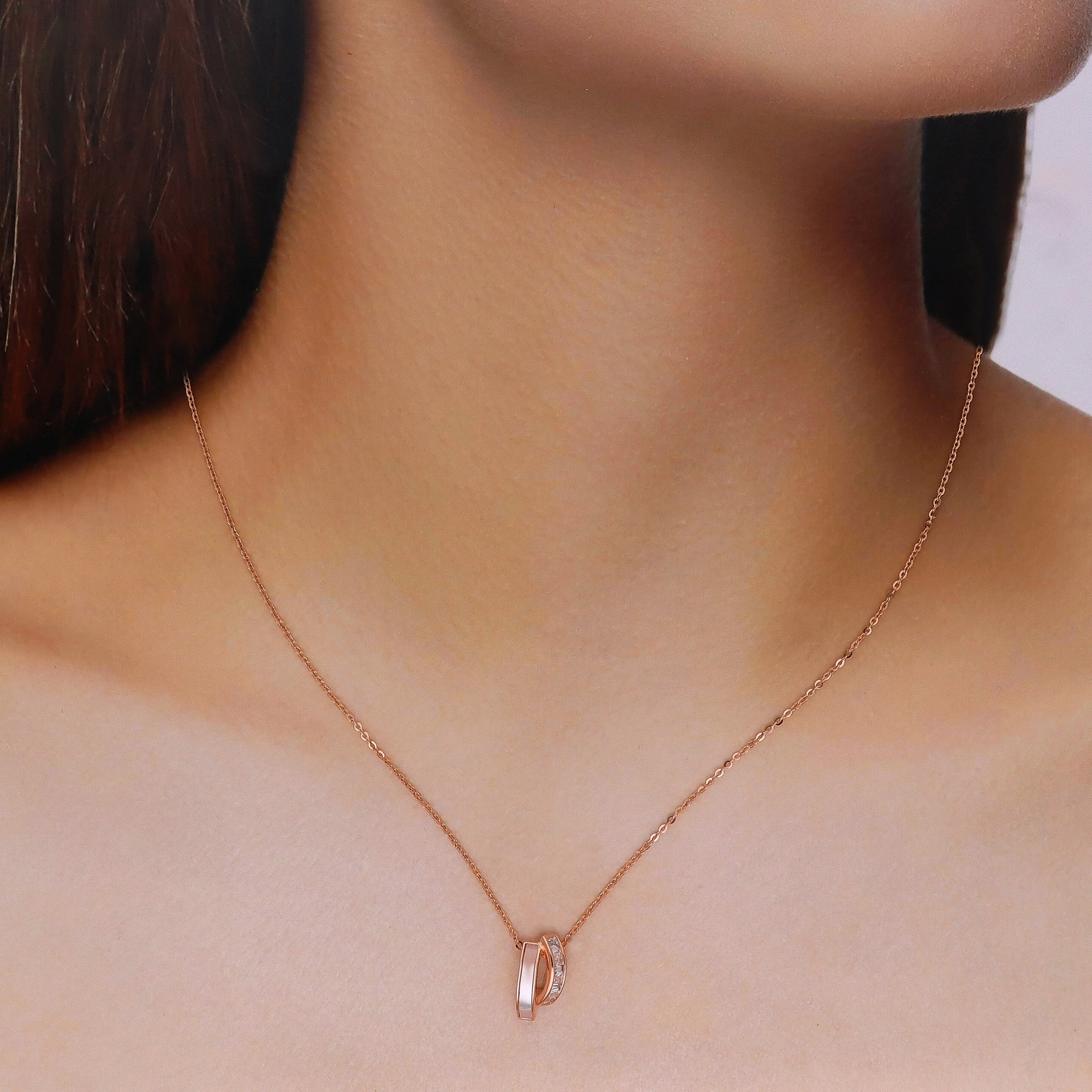 Dainty Rose Gold Pendant Necklace - Image 2