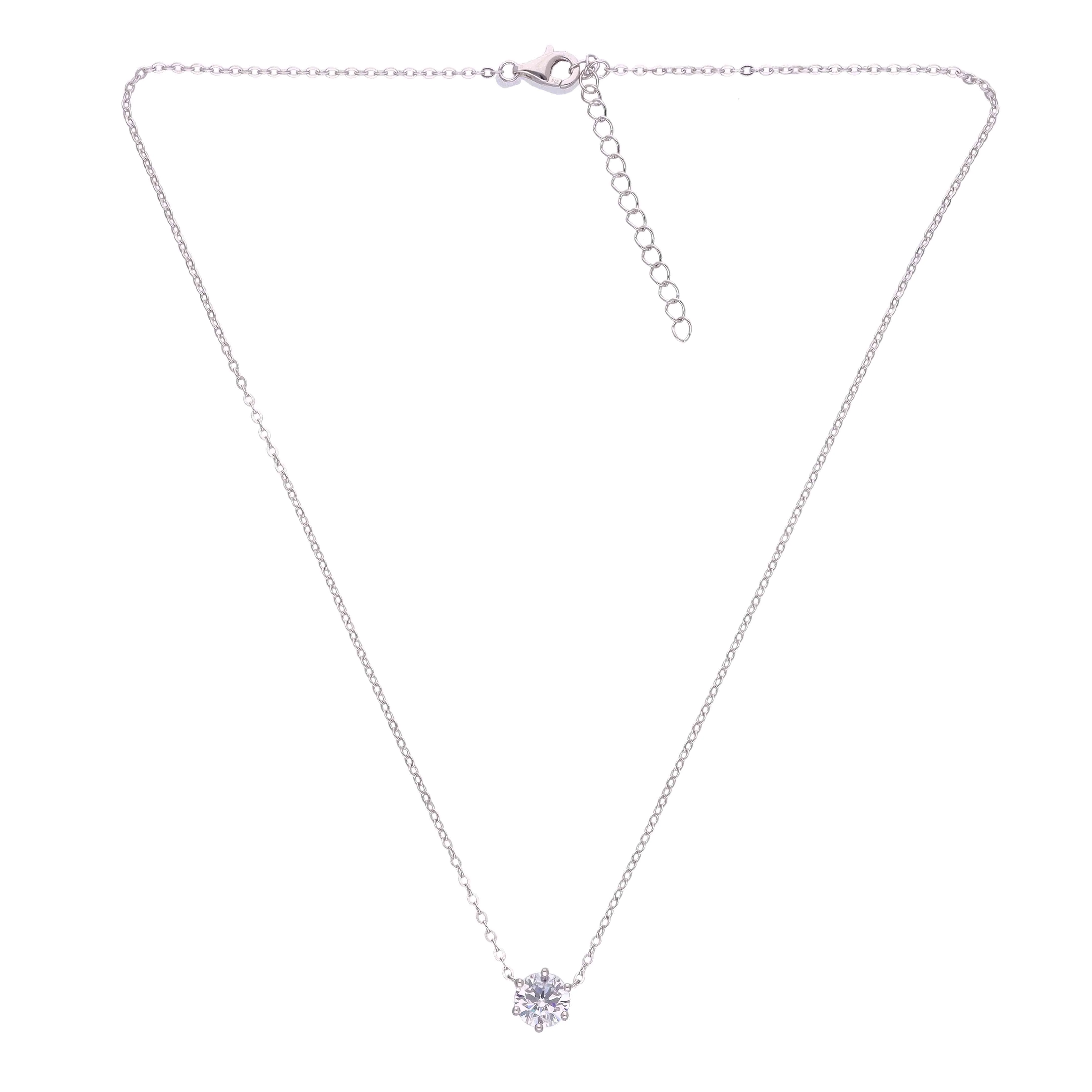 Classic Round Solitaire & Stud Earrings Set Necklace - Image 6