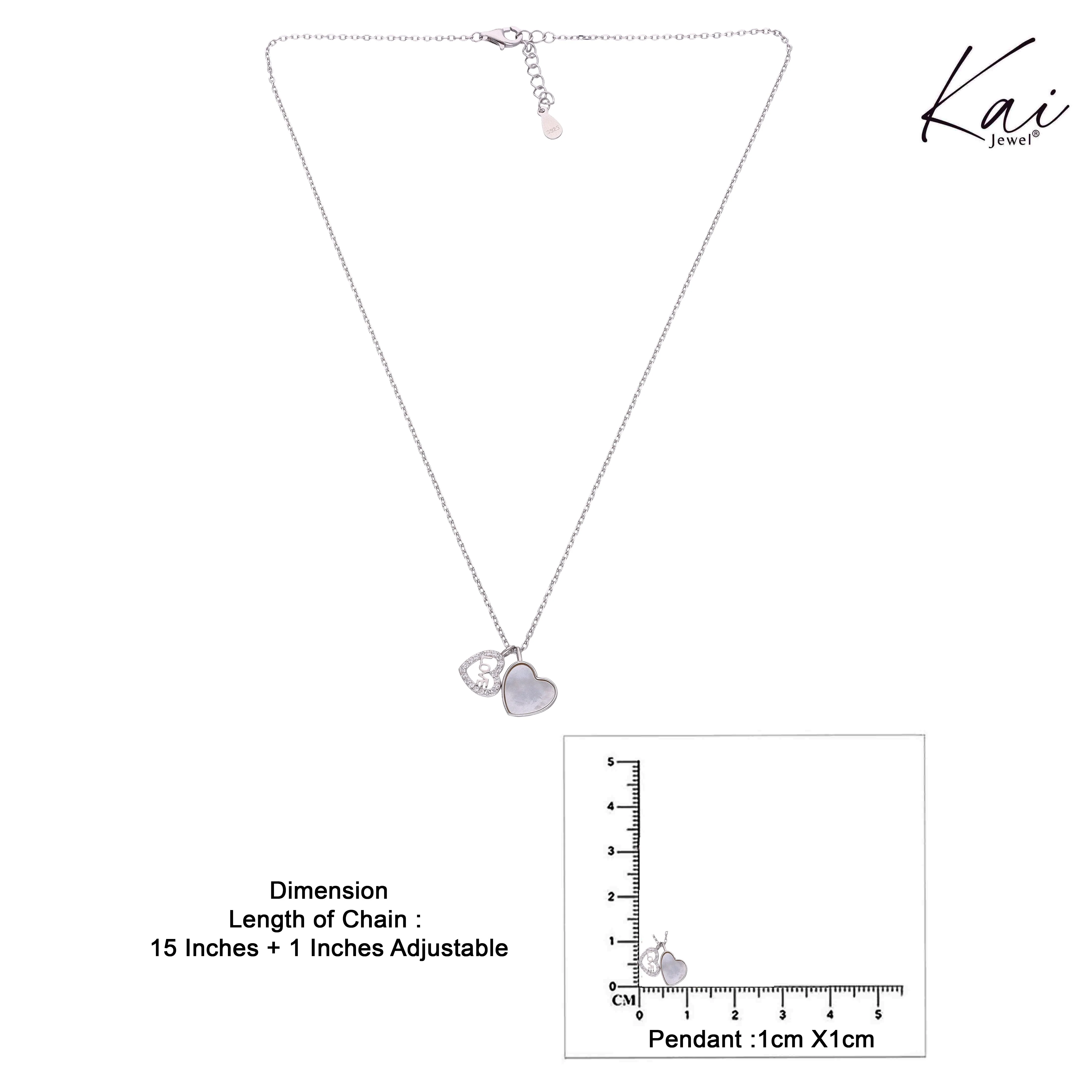 Silver-Tone Double Heart LOVE Pendant Necklace - Image 6