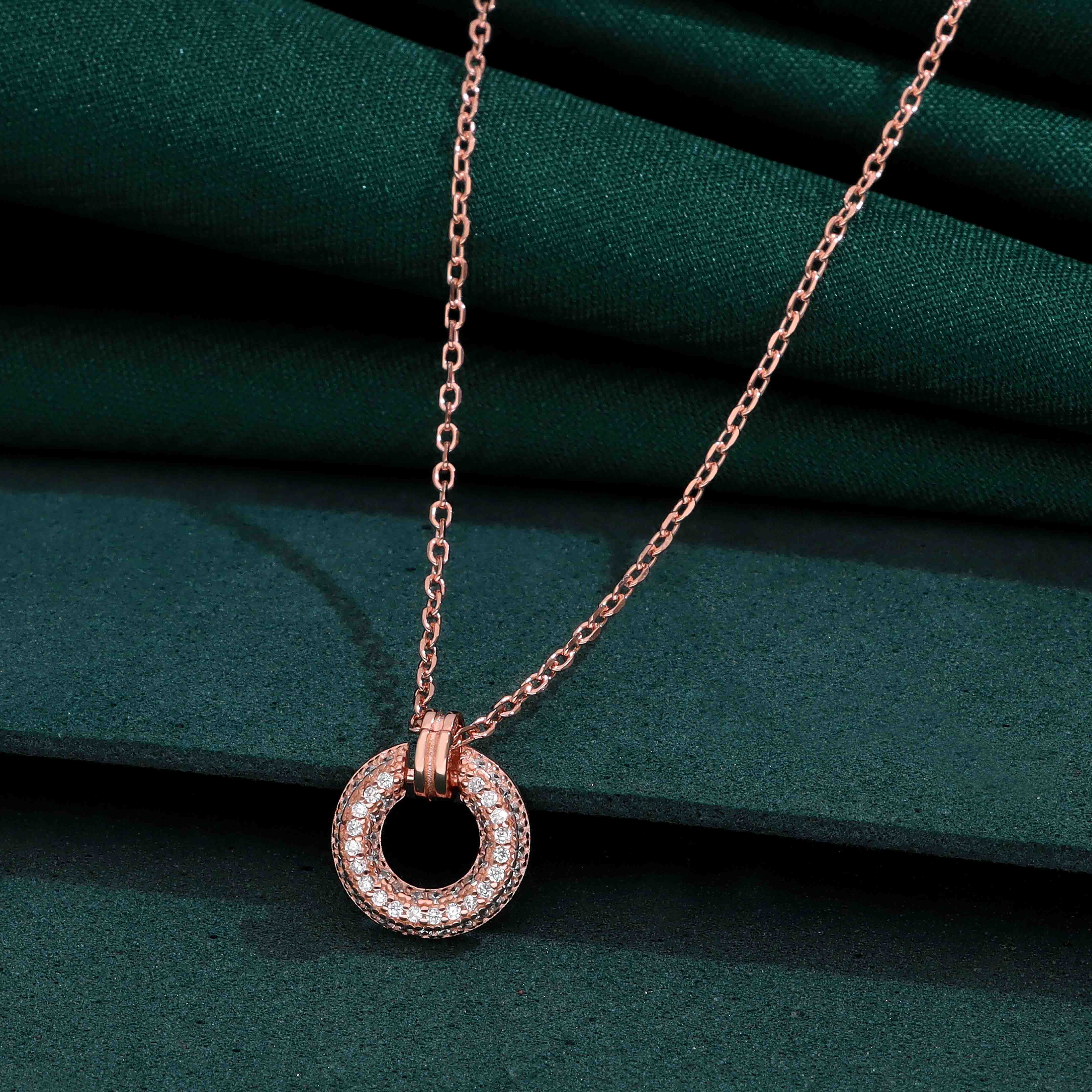 Eternity Circle Pendant Silver Necklace - Image 2
