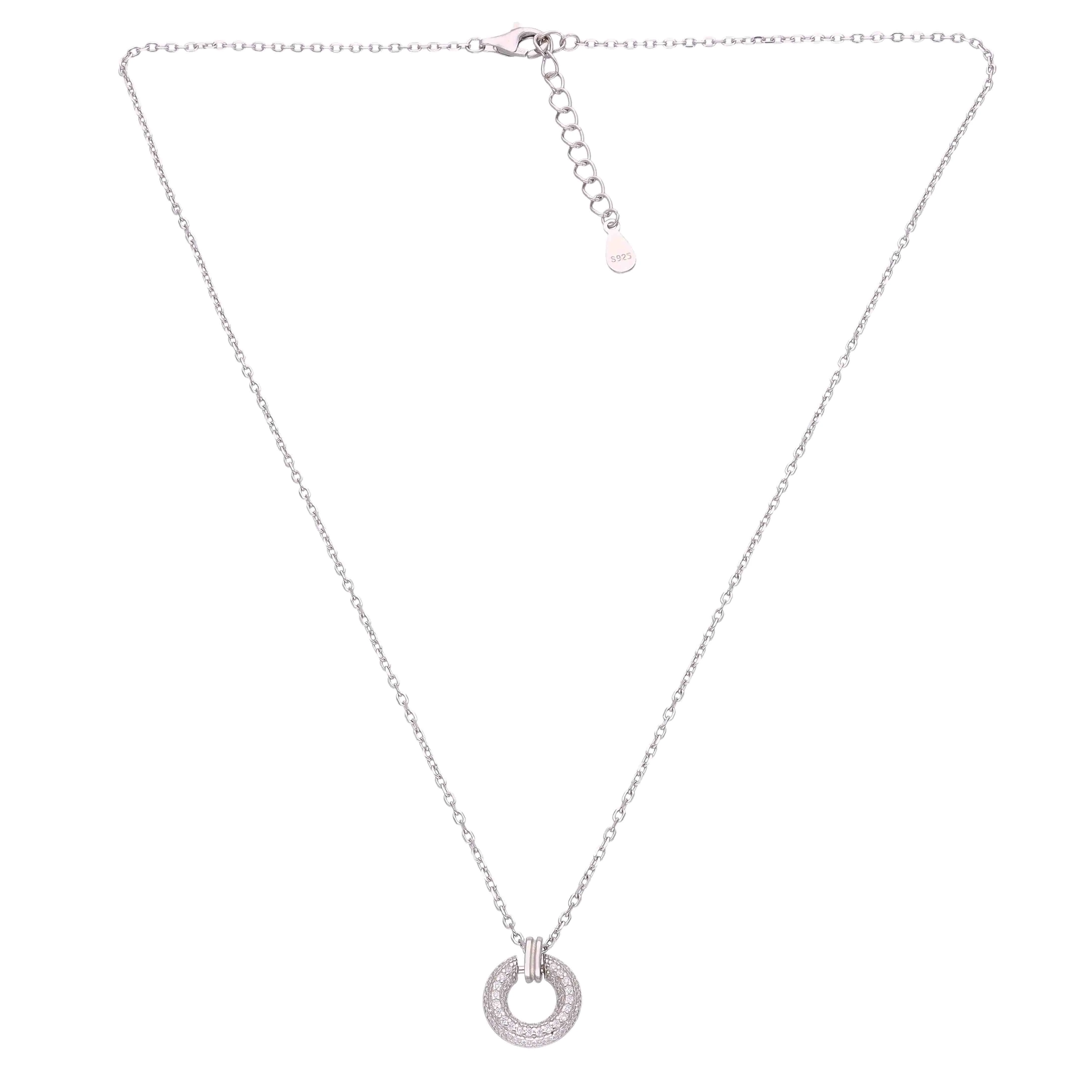 Eternity Circle Pendant Silver Necklace - Image 5