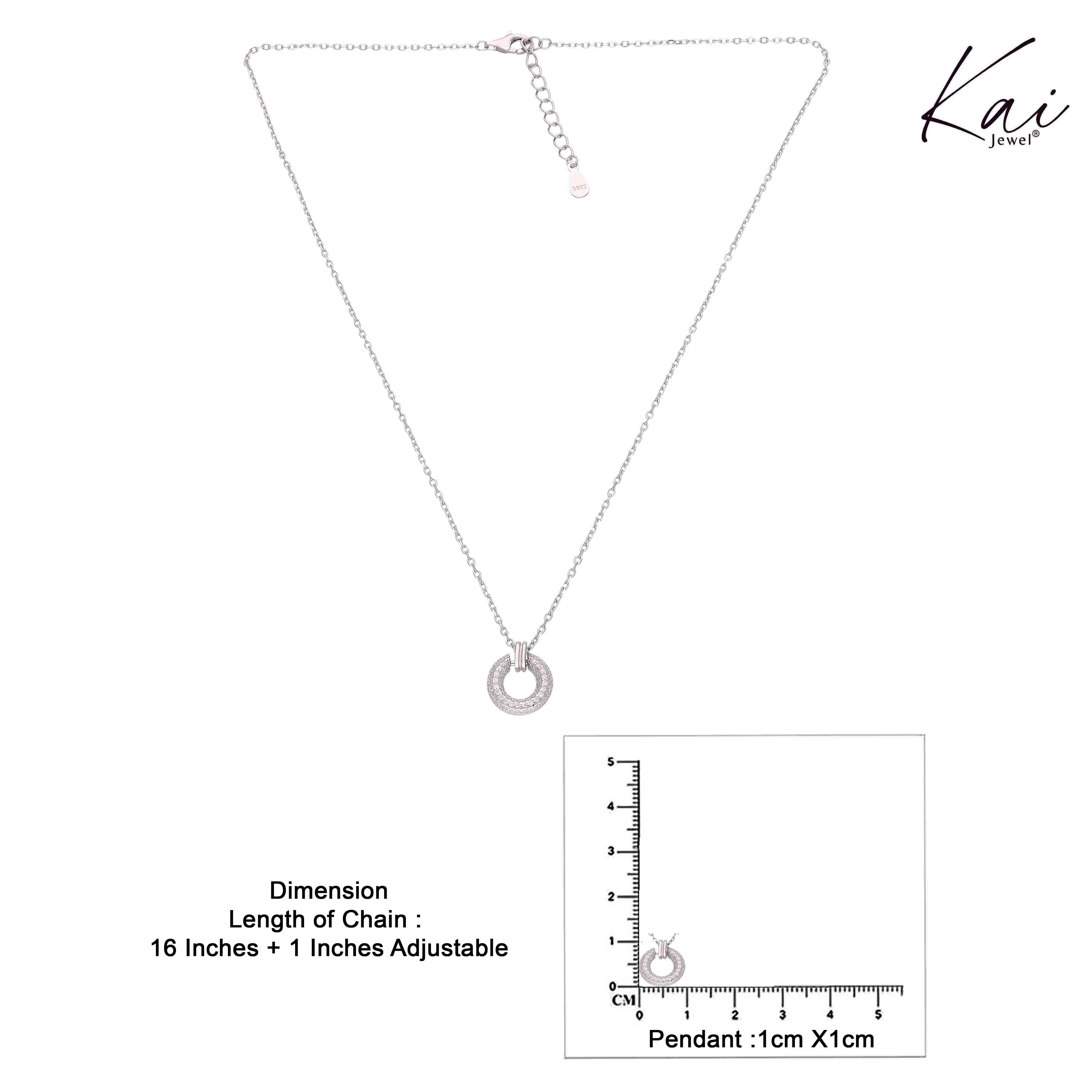 Eternity Circle Pendant Silver Necklace - Image 6