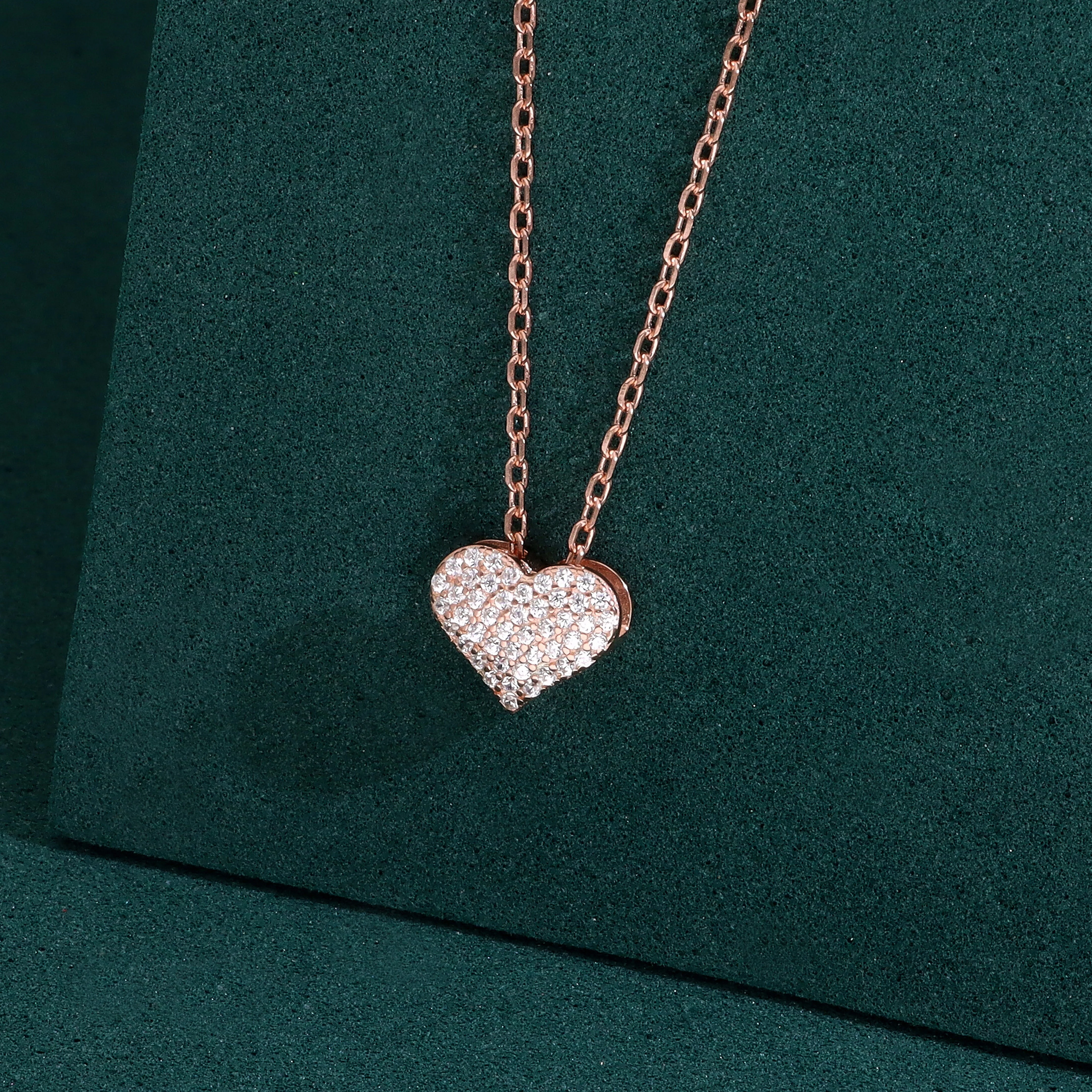Silver Sparkling Heart Pendant Necklace - Image 2