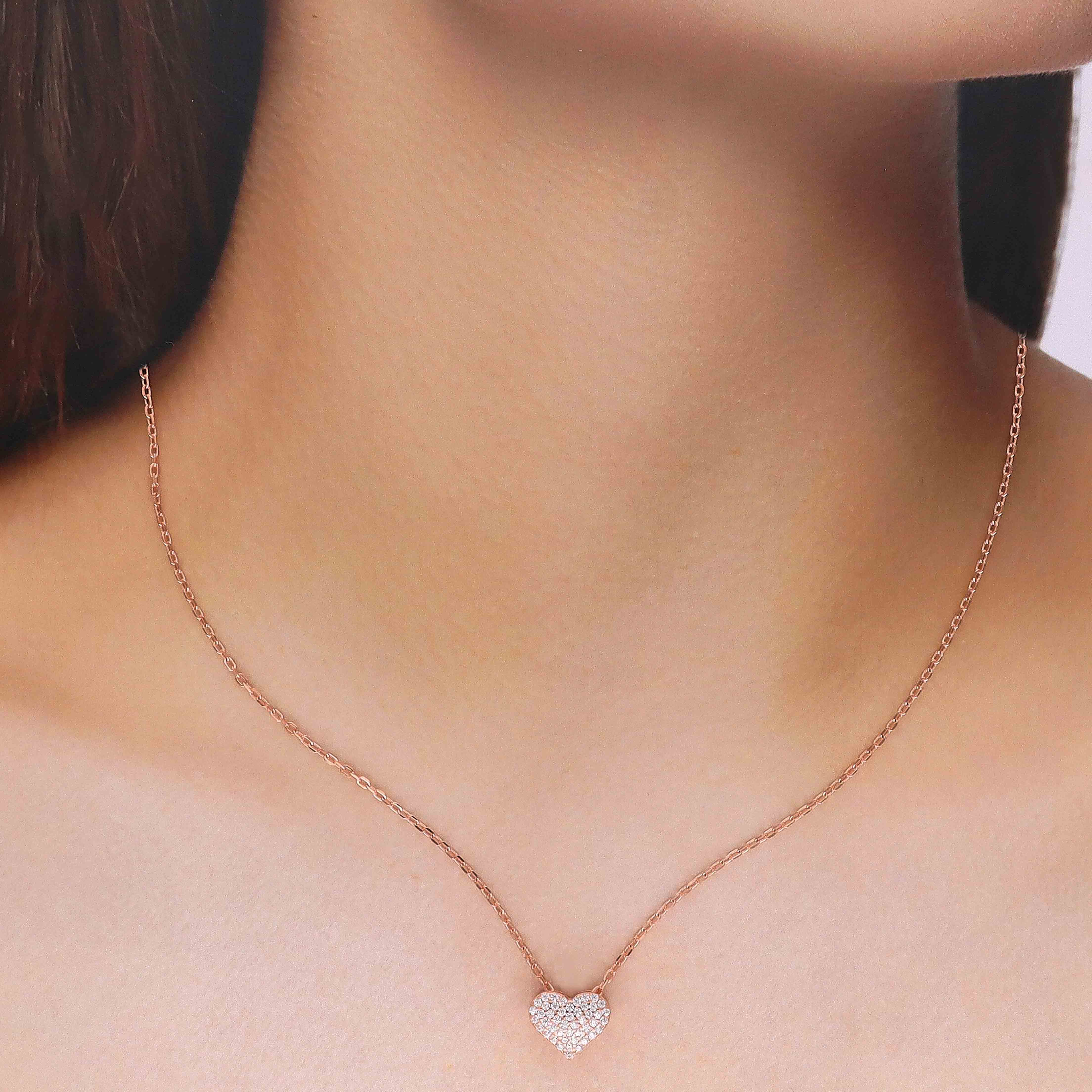 Silver Sparkling Heart Pendant Necklace - Image 4