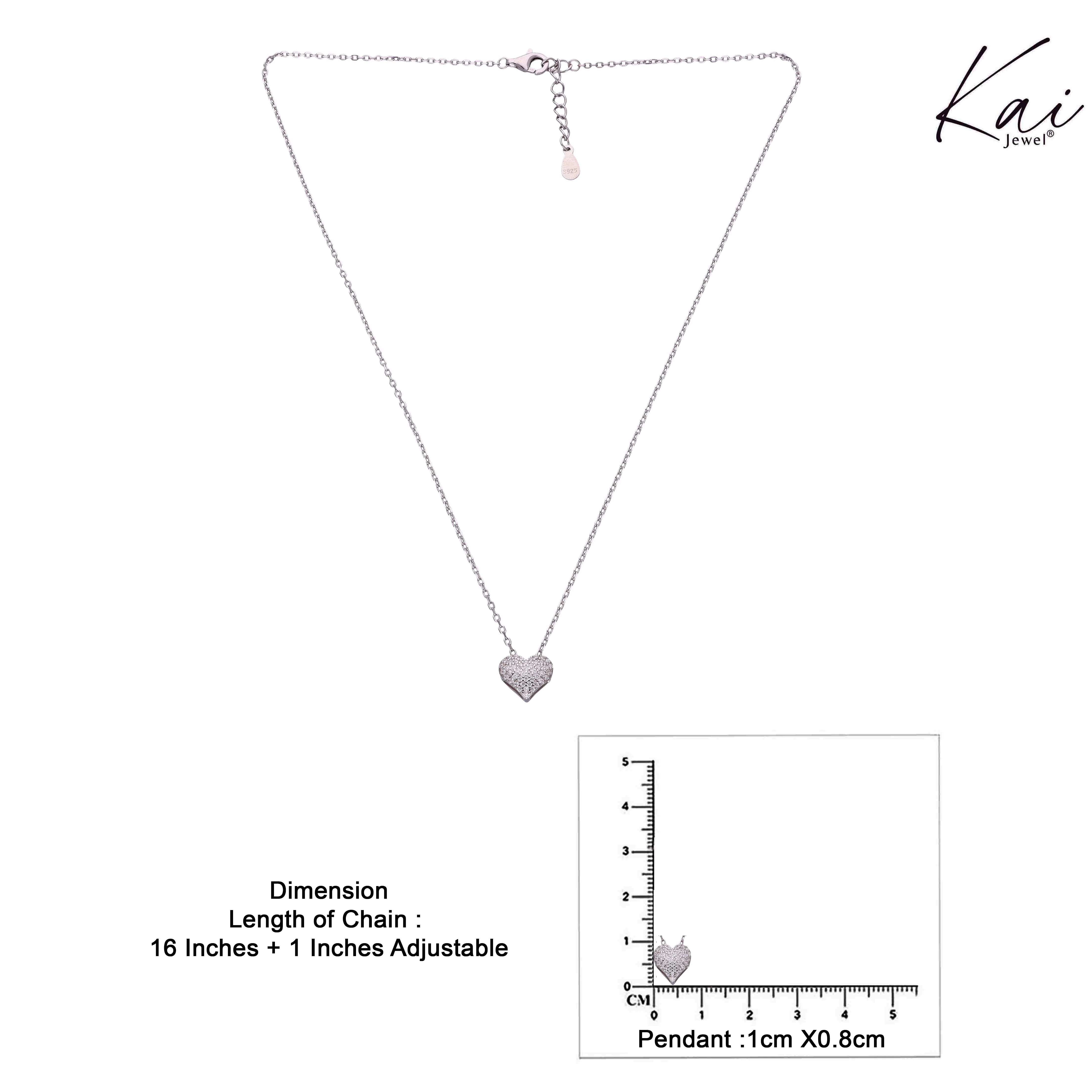 Silver Sparkling Heart Pendant Necklace - Image 6