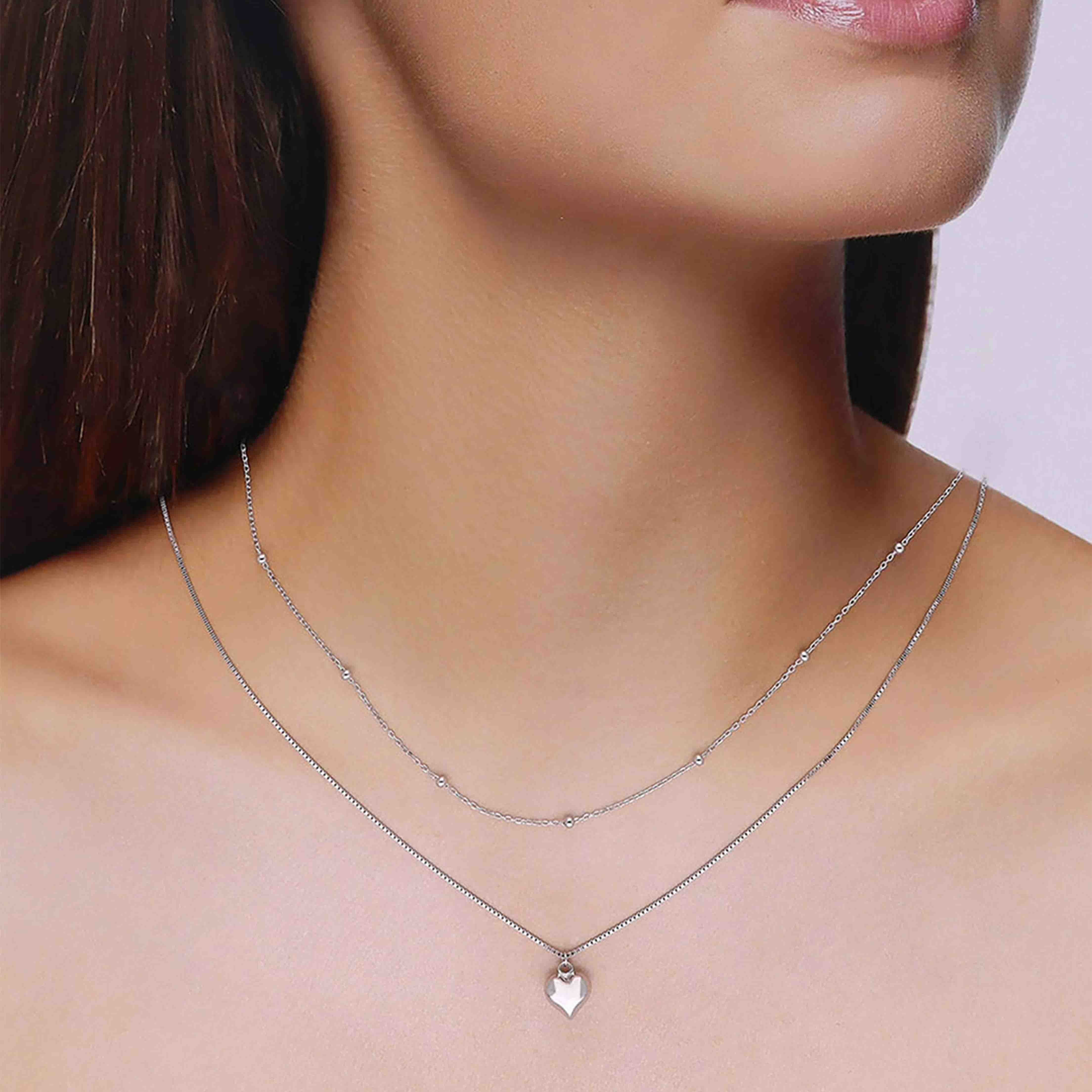 Sterling Heart Two Layered Necklace - Image 3