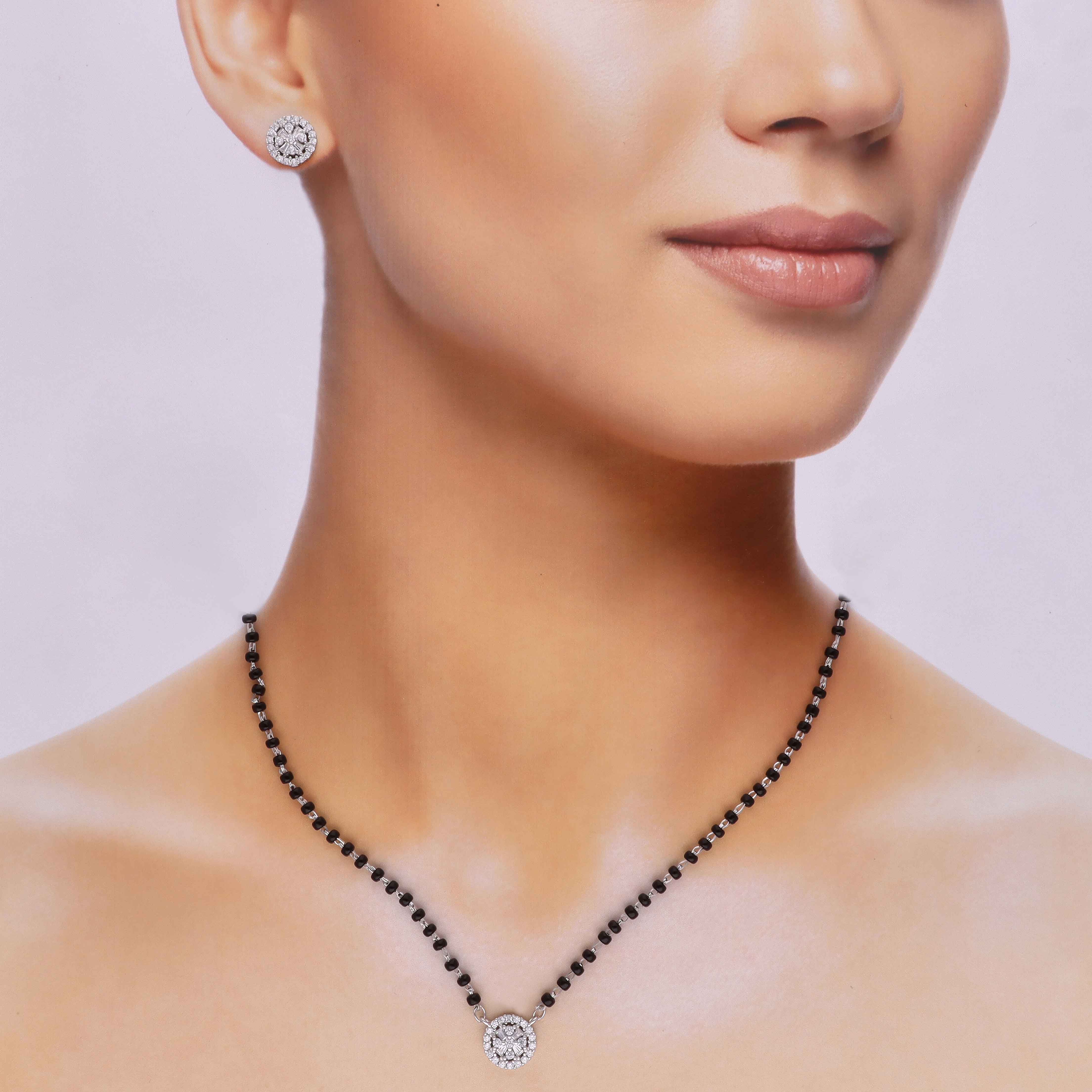 Radiant Zircon Studded Mangalsutra Necklace Set - Image 3