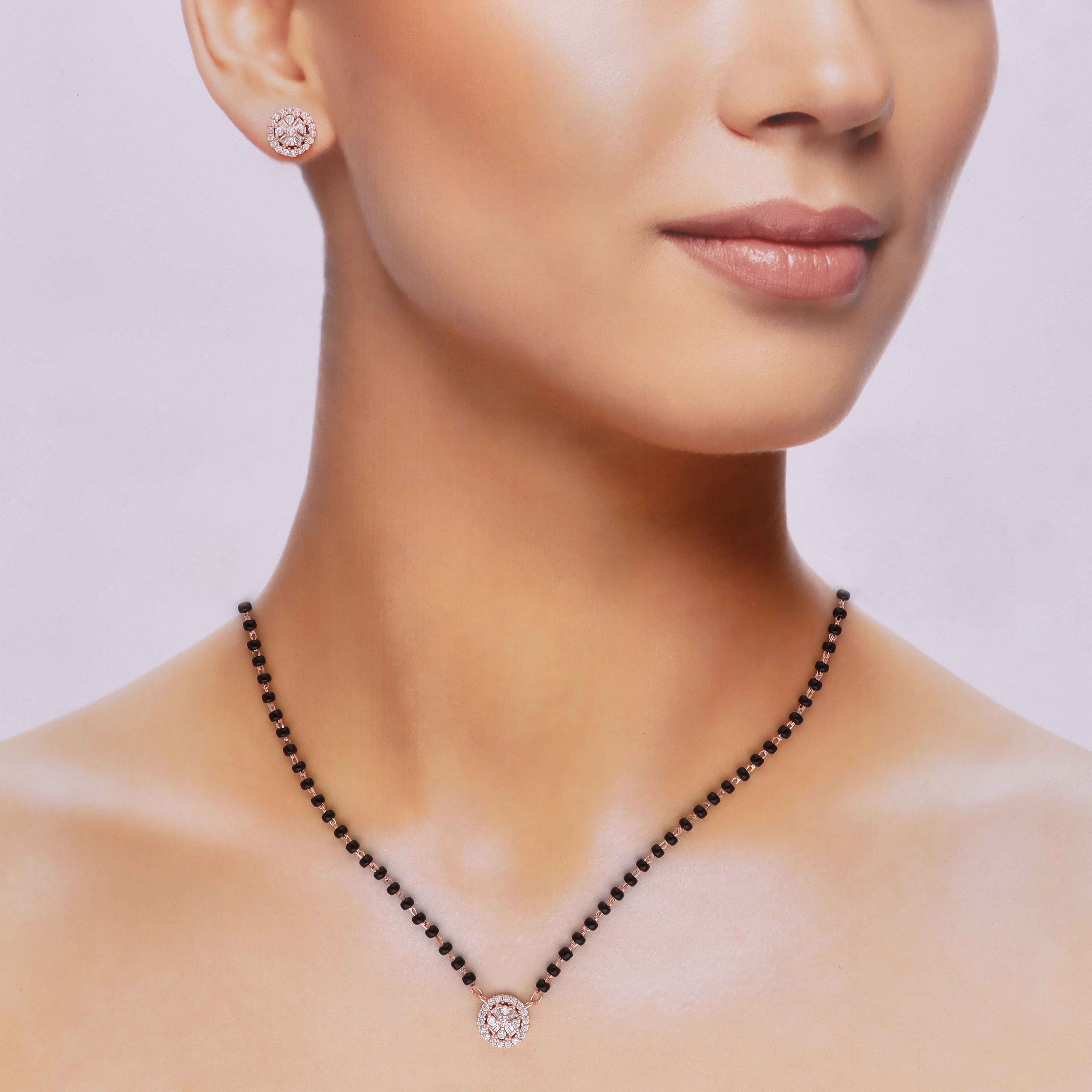 Radiant Zircon Studded Mangalsutra Necklace Set - Image 4