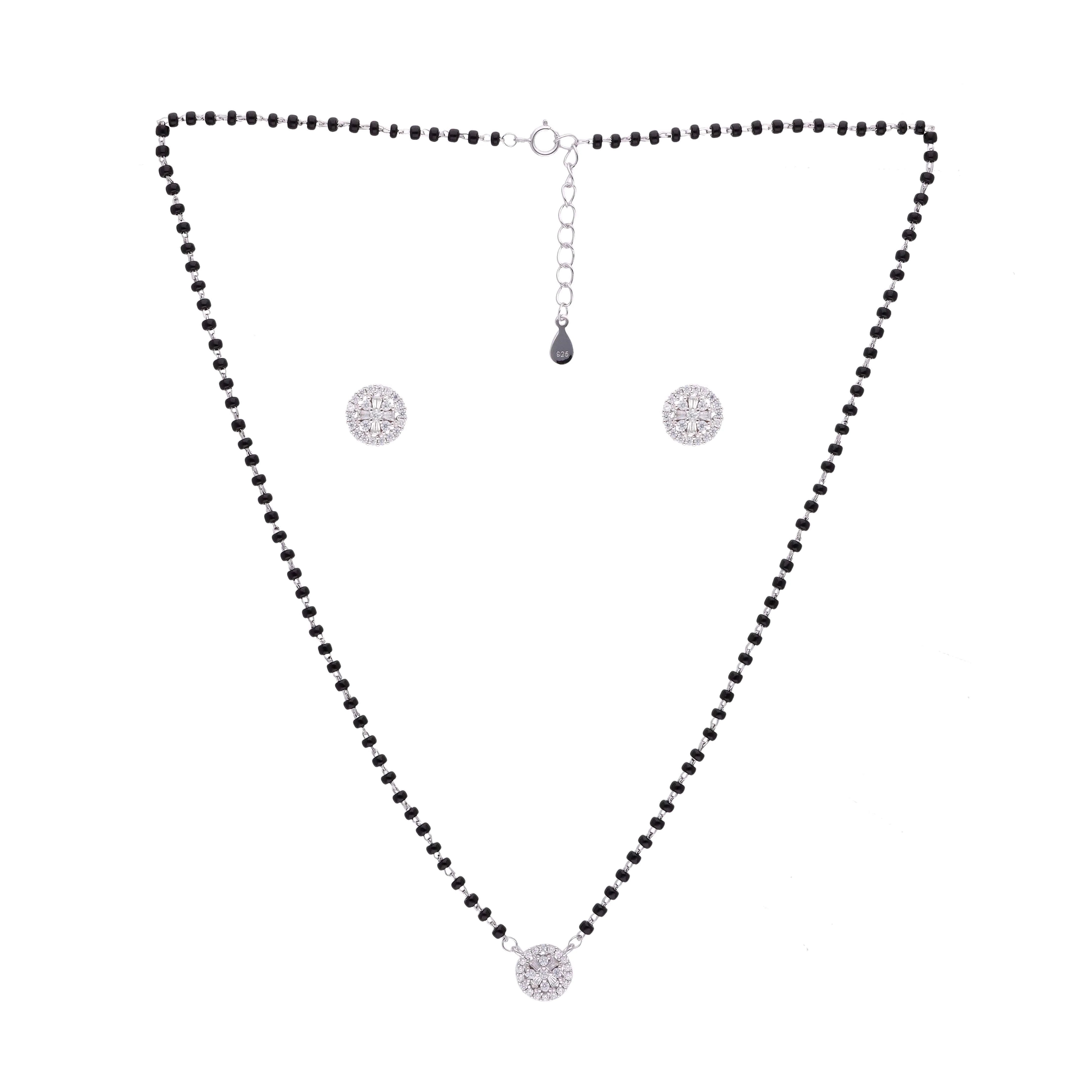 Radiant Zircon Studded Mangalsutra Necklace Set - Image 5