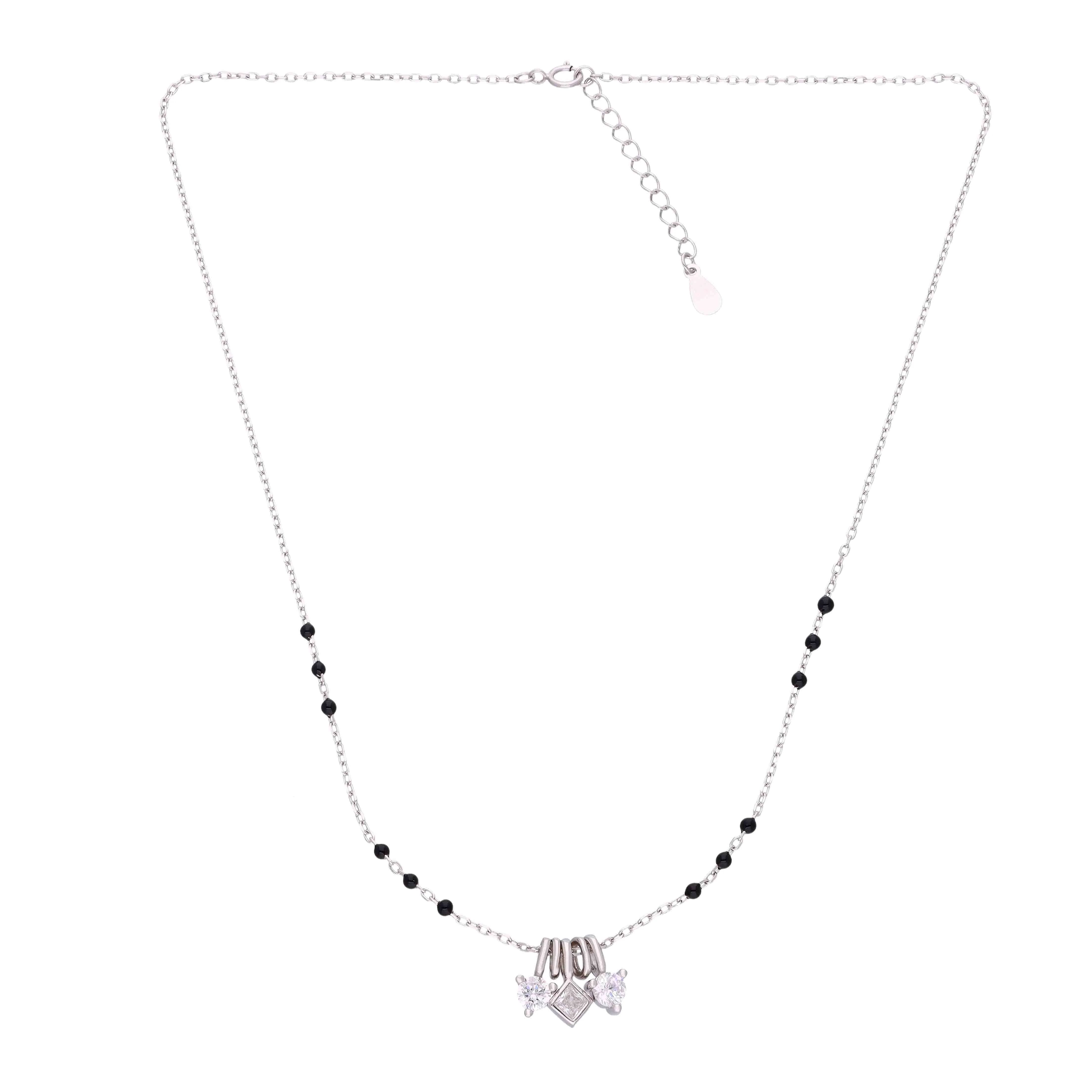 Minimalist Triple Charm Silver Mangalsutra Necklace - Image 7