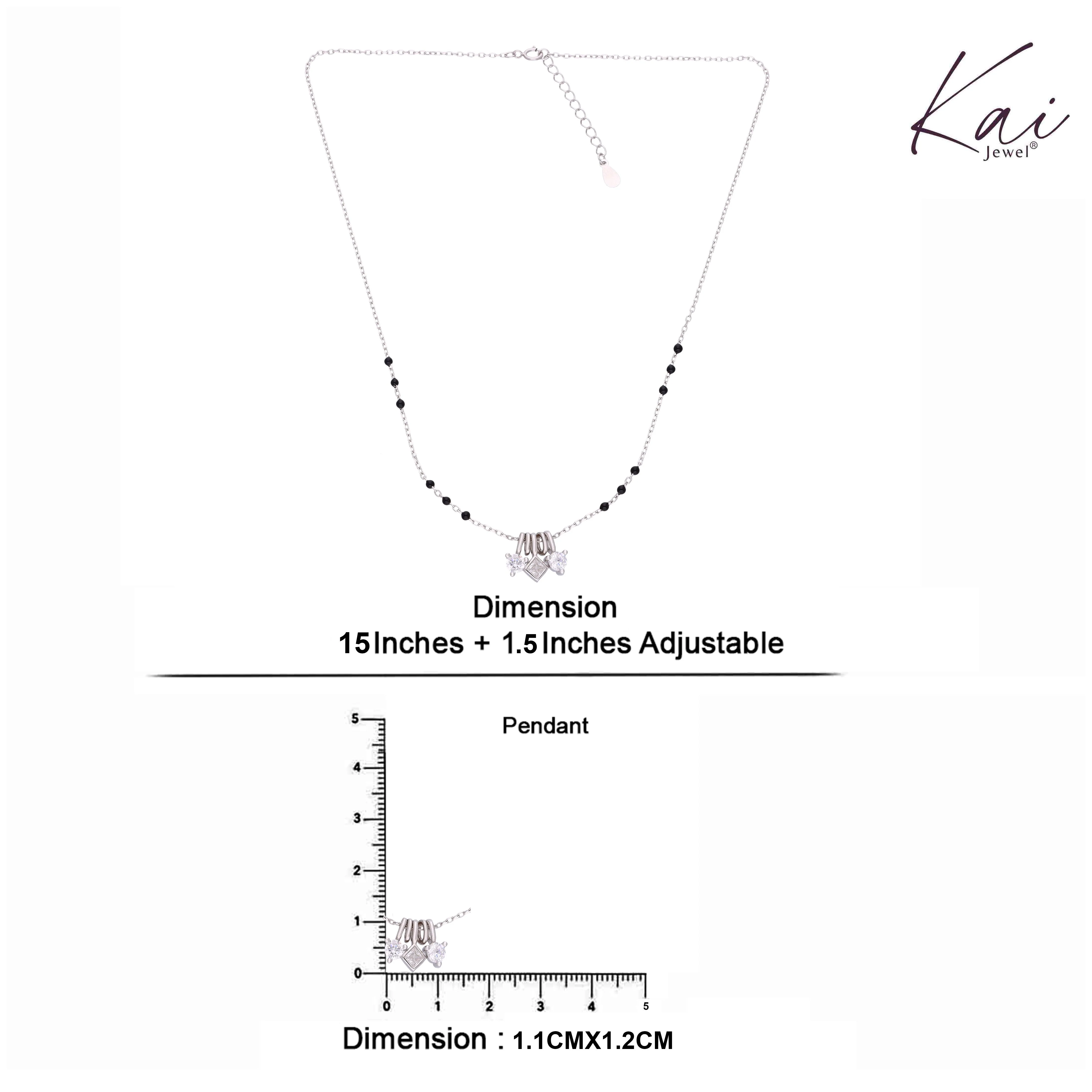 Minimalist Triple Charm Silver Mangalsutra Necklace - Image 8