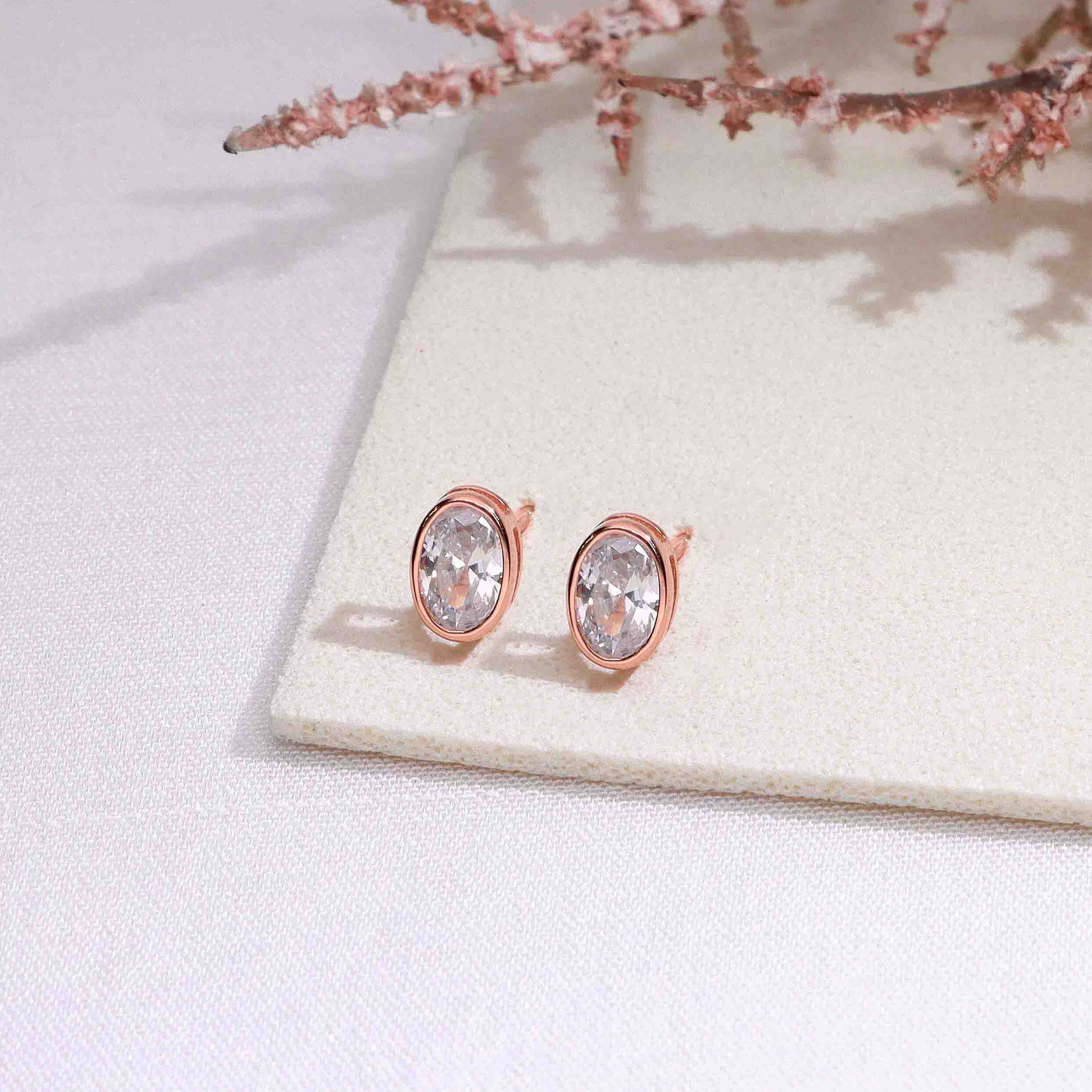 Oval Orbits Casual Silver Studs Earrings - Image 2