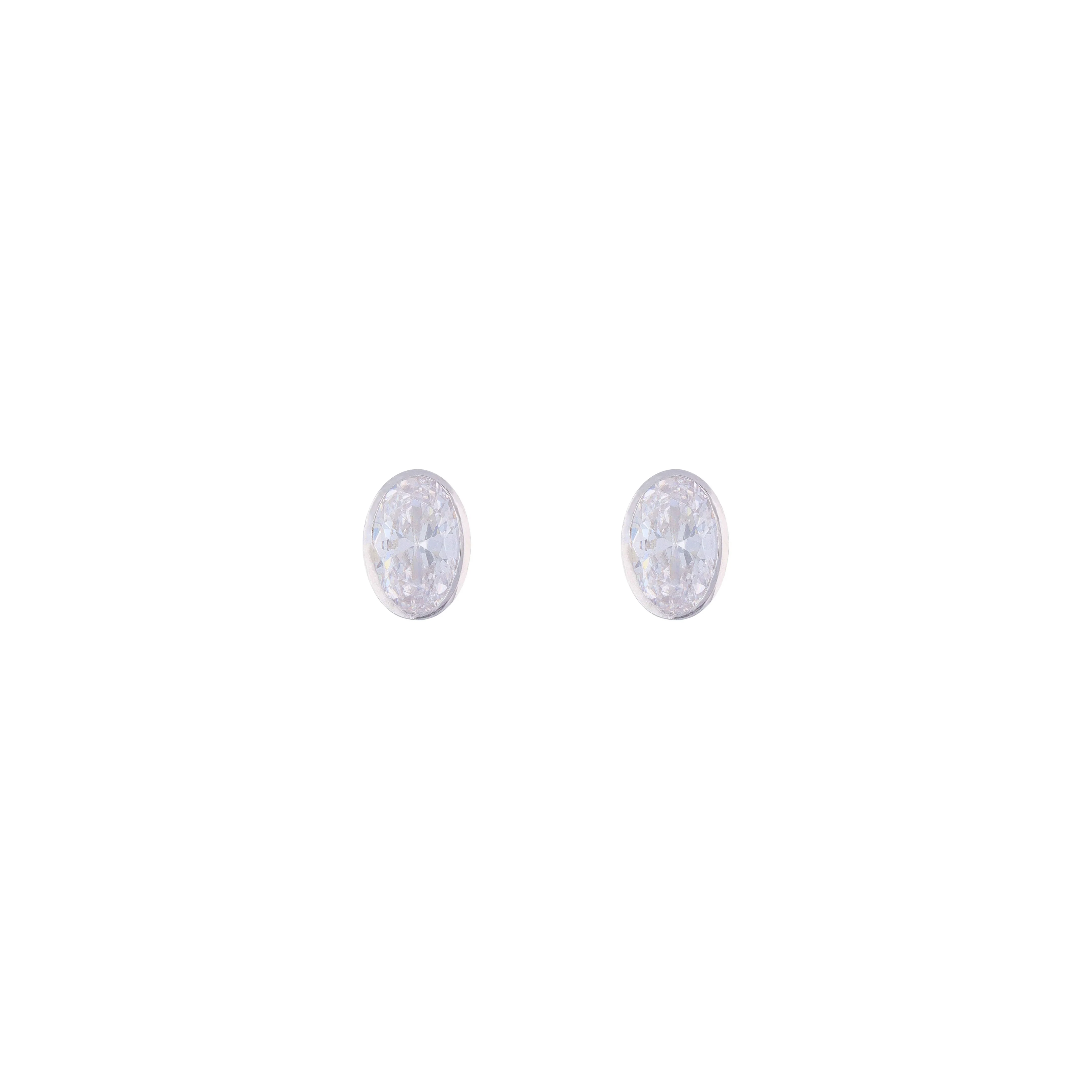Oval Orbits Casual Silver Studs Earrings - Image 3