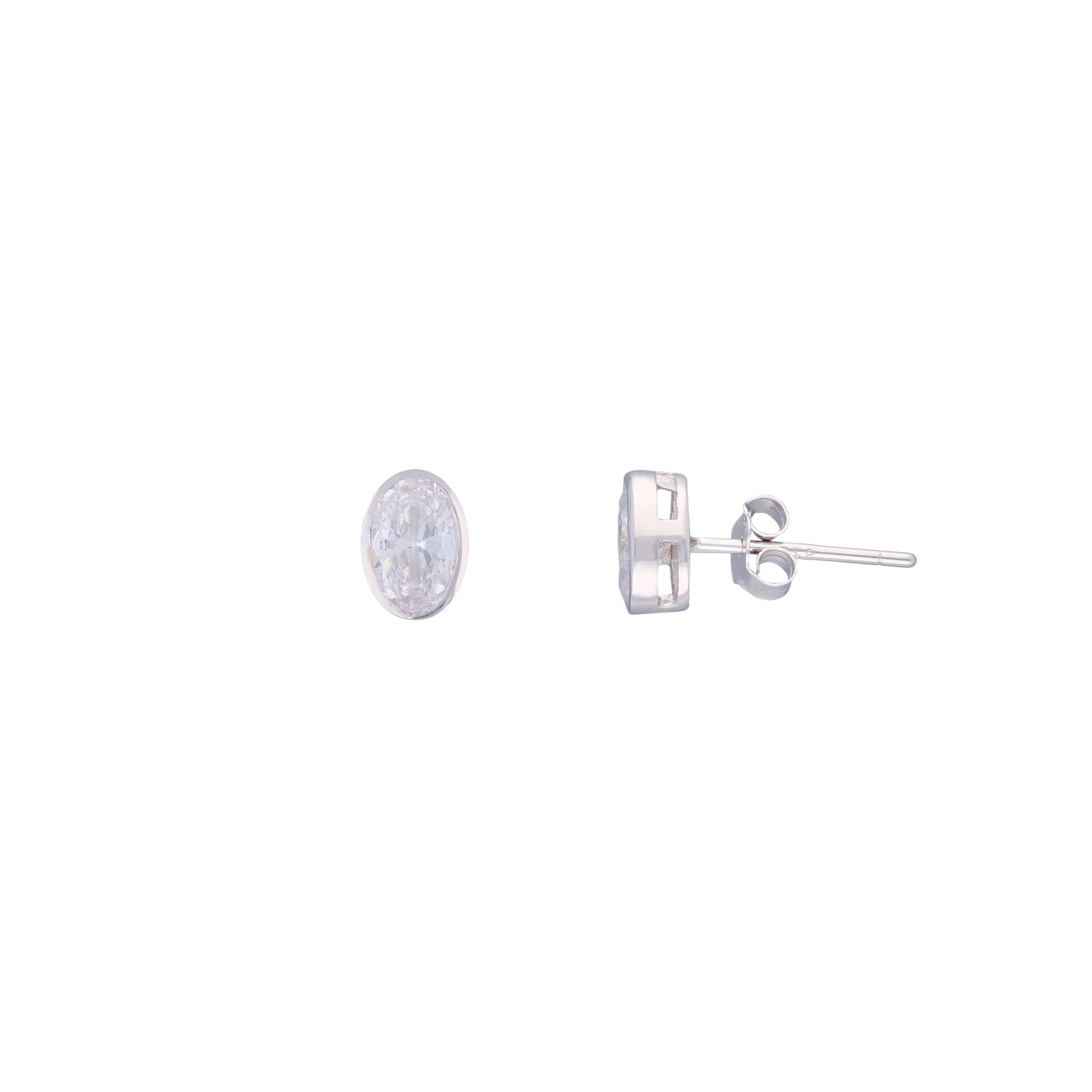 Oval Orbits Casual Silver Studs Earrings - Image 5