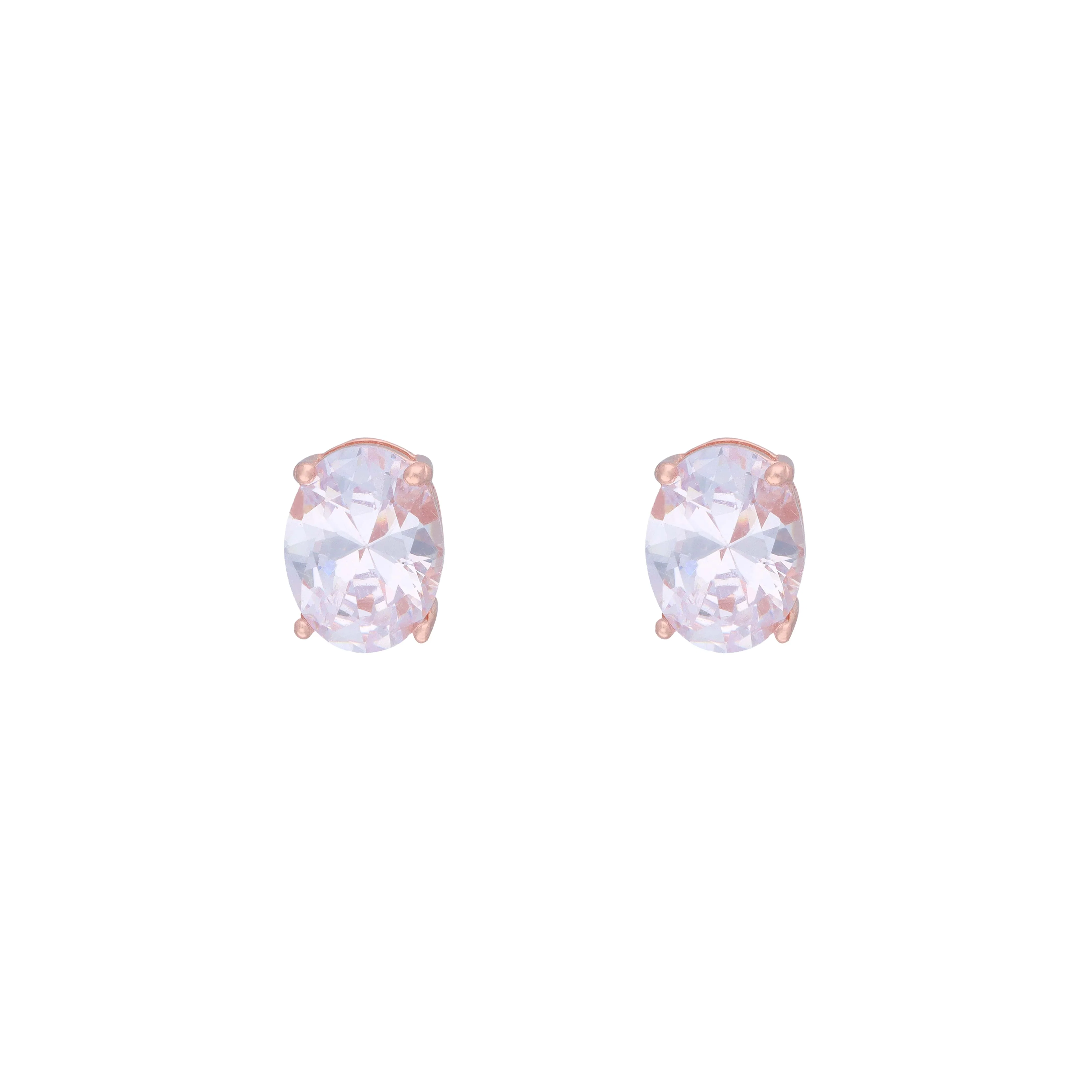 Oval Crystal Cuts Casual Silver Studs Earrings - Image 4